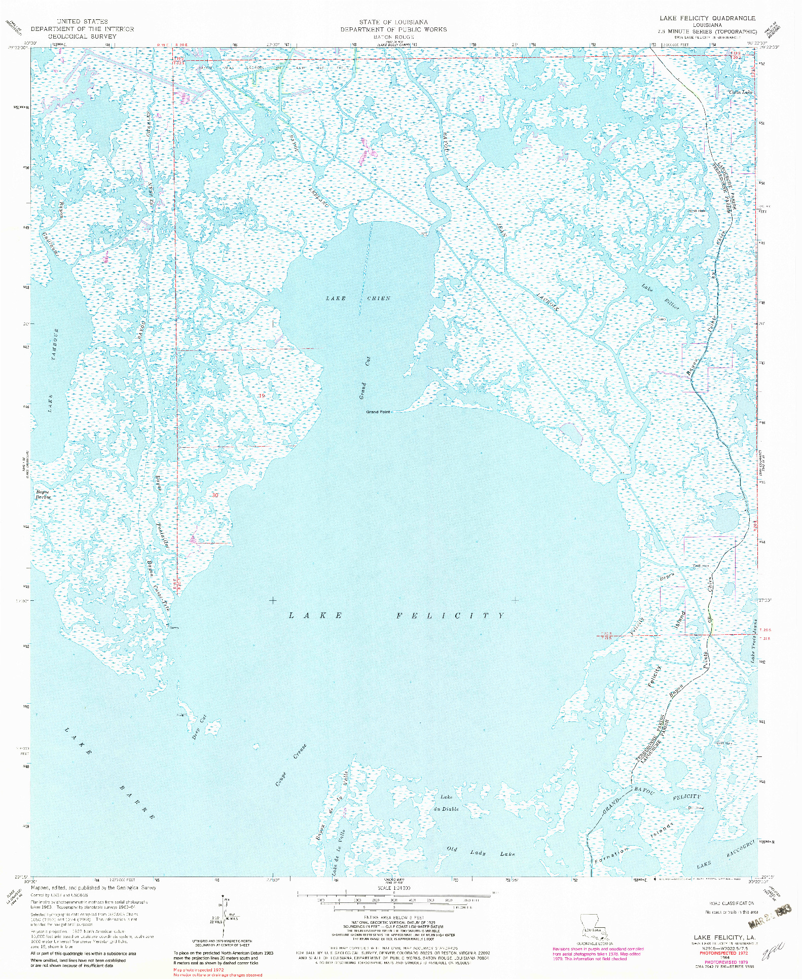 USGS 1:24000-SCALE QUADRANGLE FOR LAKE FELICITY, LA 1964