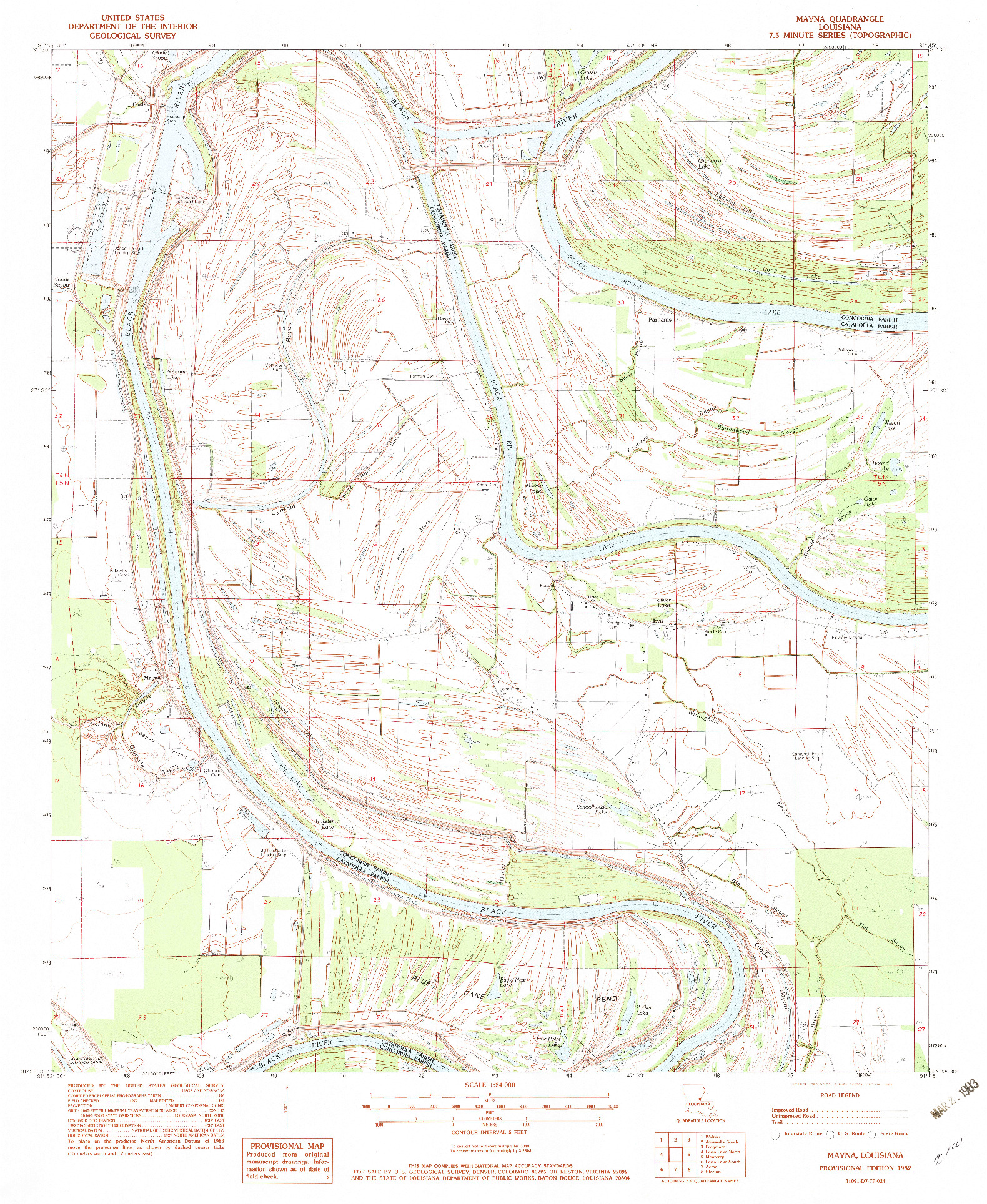 USGS 1:24000-SCALE QUADRANGLE FOR MAYNA, LA 1982