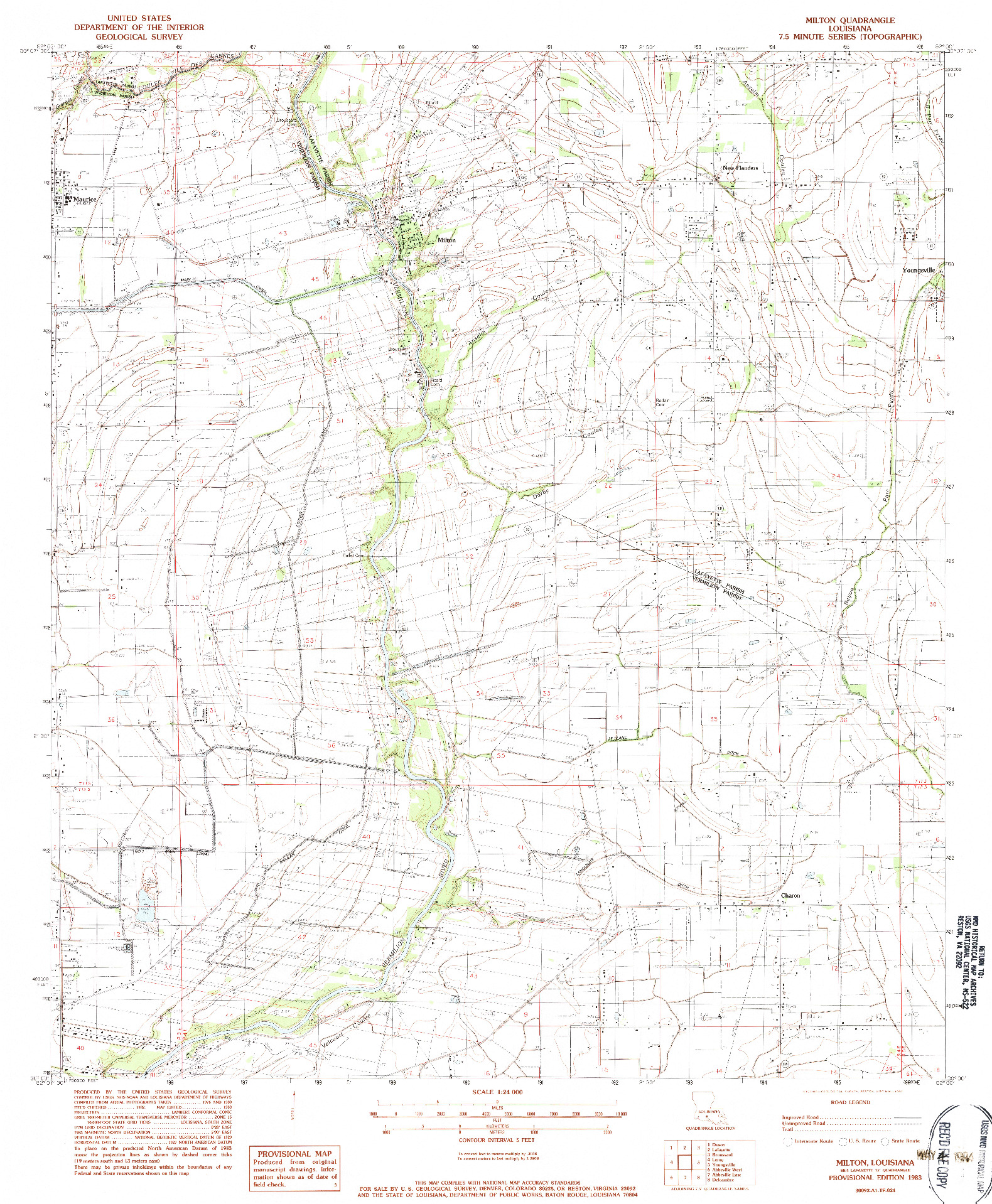 USGS 1:24000-SCALE QUADRANGLE FOR MILTON, LA 1983