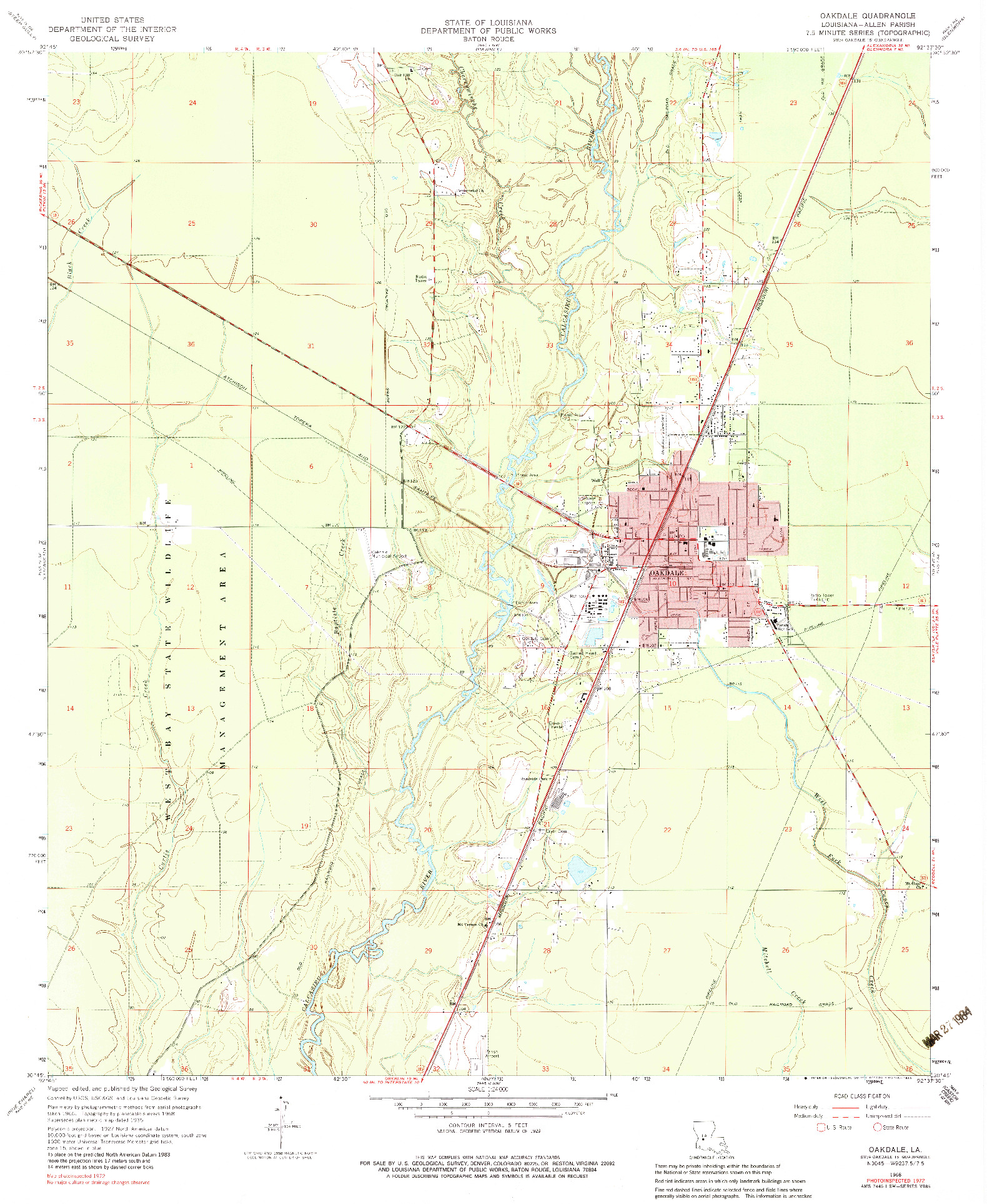 USGS 1:24000-SCALE QUADRANGLE FOR OAKDALE, LA 1968