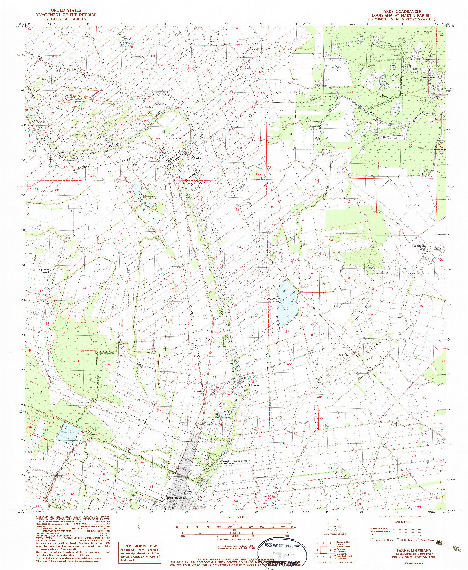 USGS 1:24000-SCALE QUADRANGLE FOR PARKS, LA 1983