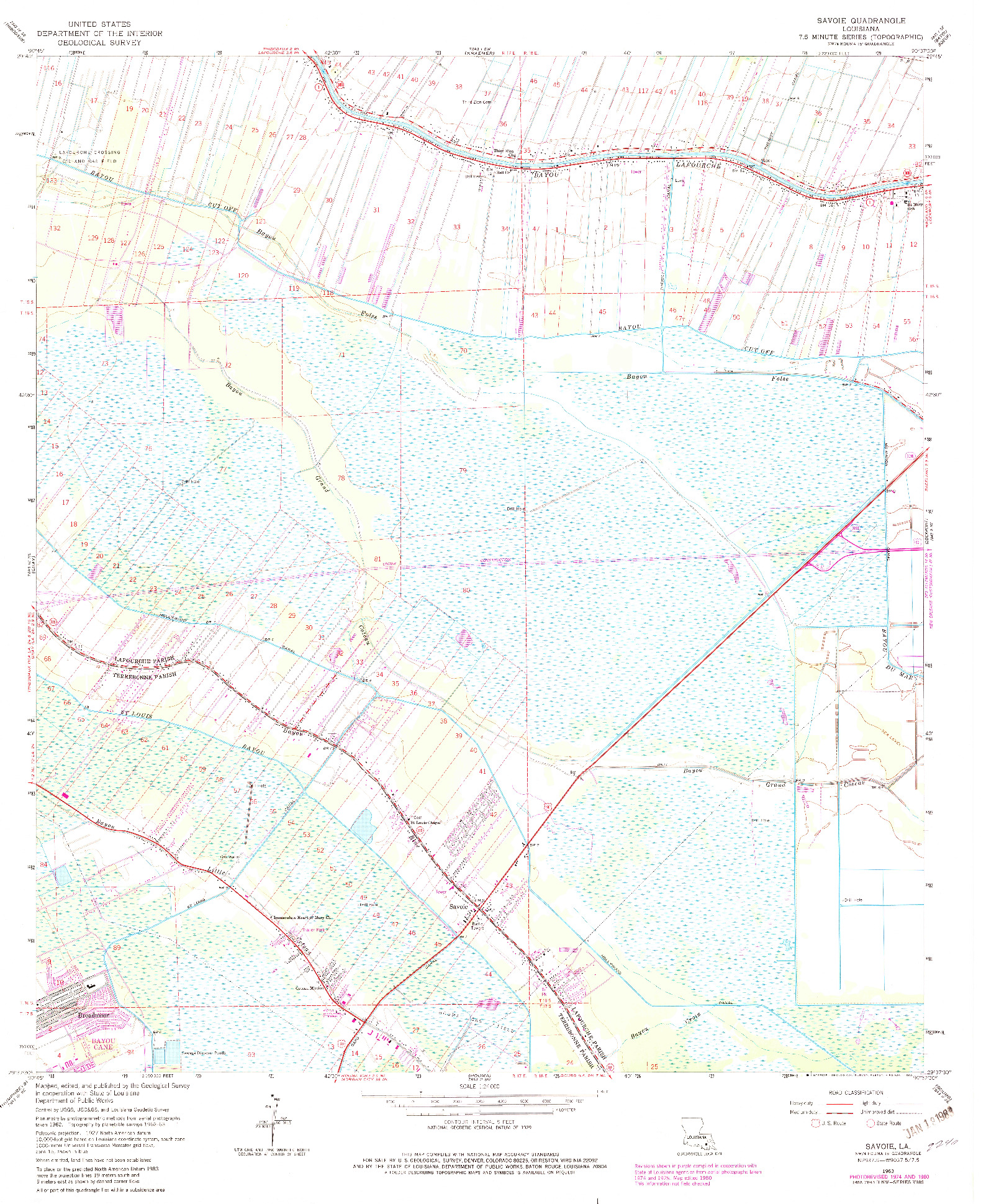 USGS 1:24000-SCALE QUADRANGLE FOR SAVOIE, LA 1963