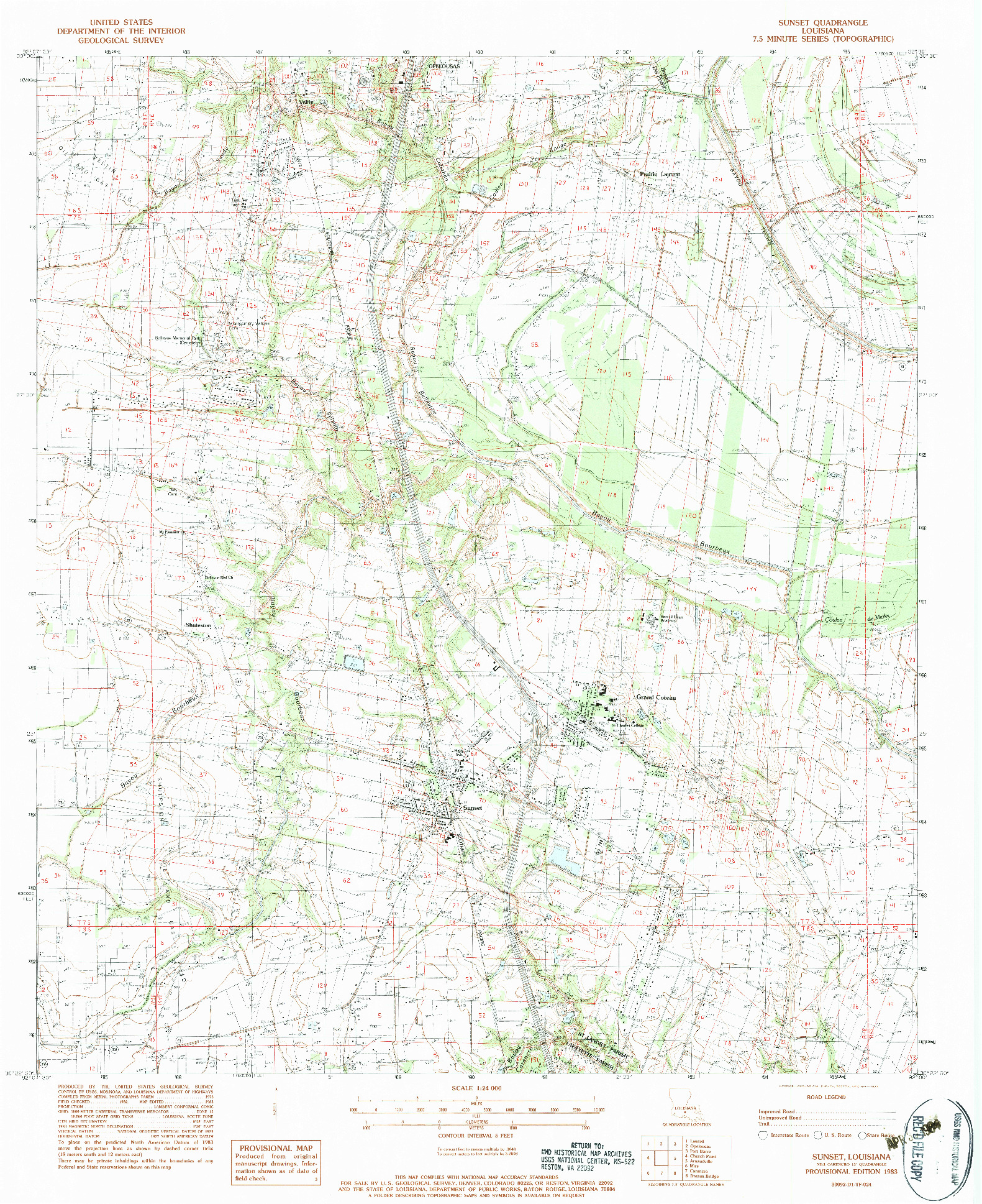 USGS 1:24000-SCALE QUADRANGLE FOR SUNSET, LA 1983