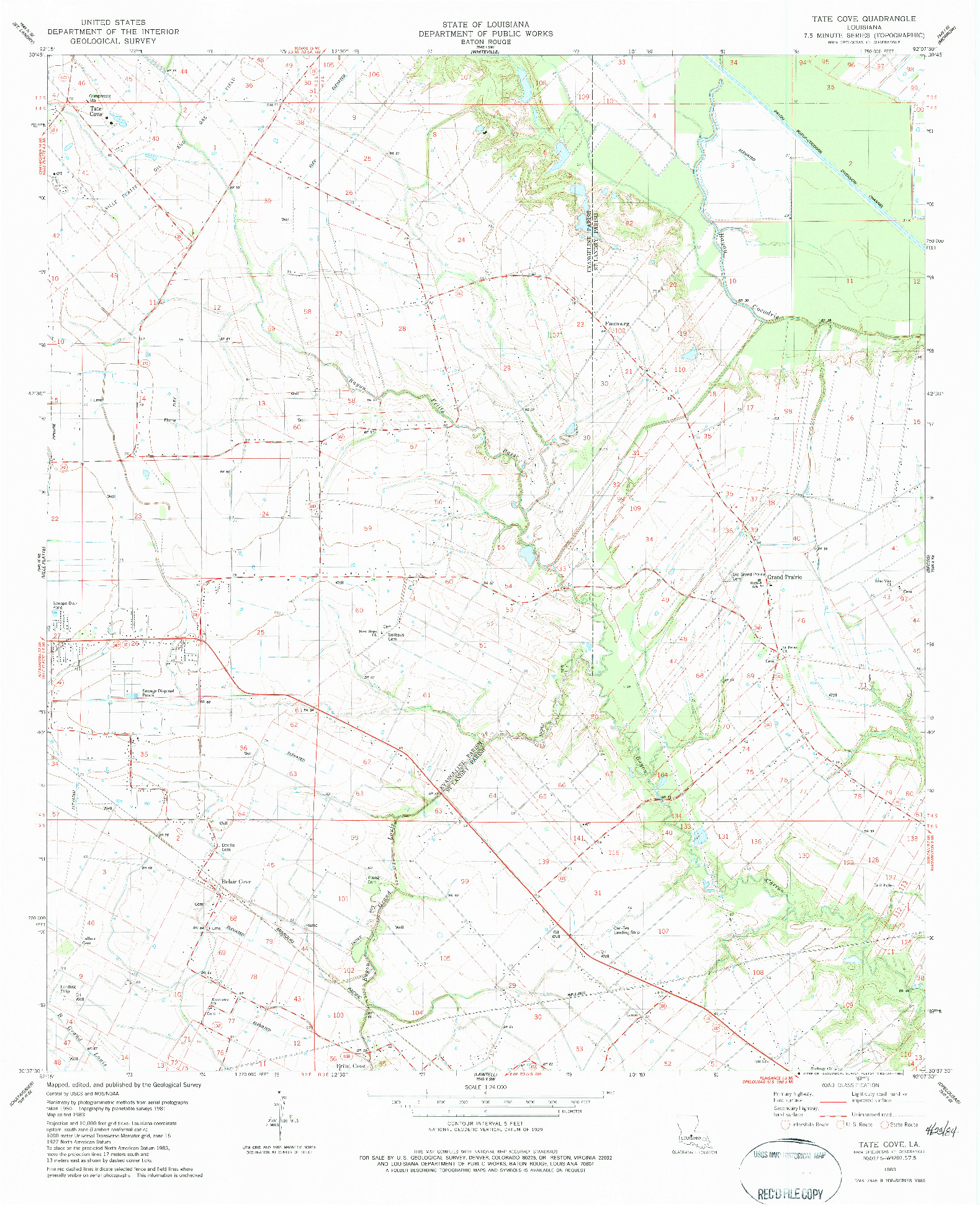 USGS 1:24000-SCALE QUADRANGLE FOR TATE COVE, LA 1983