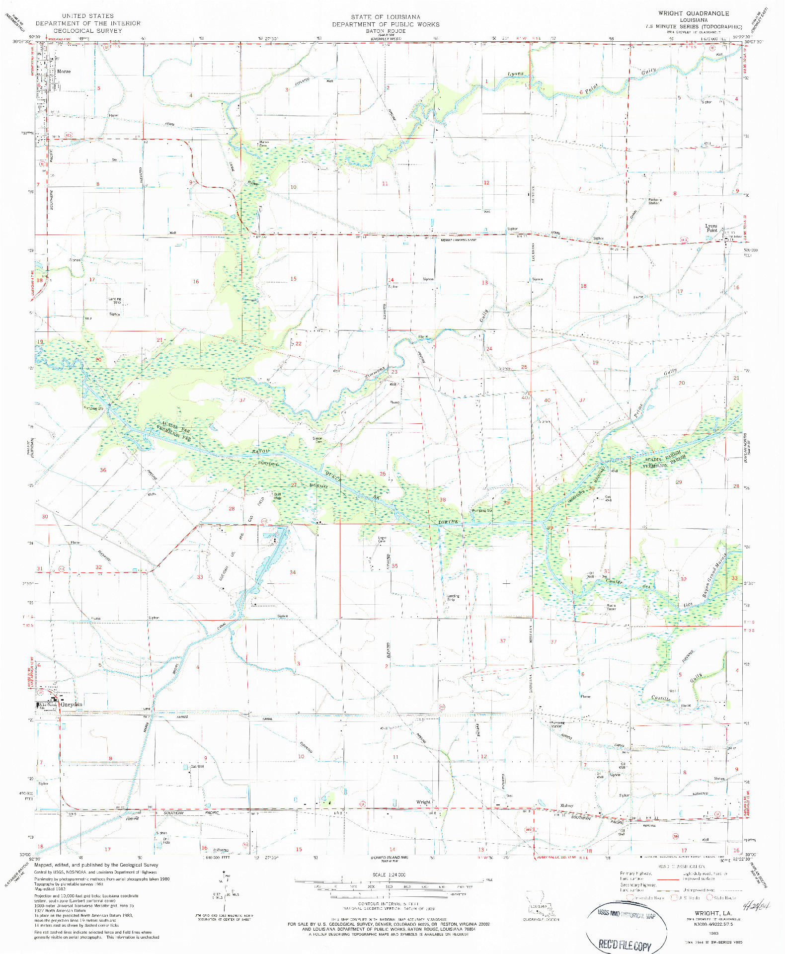 USGS 1:24000-SCALE QUADRANGLE FOR WRIGHT, LA 1983