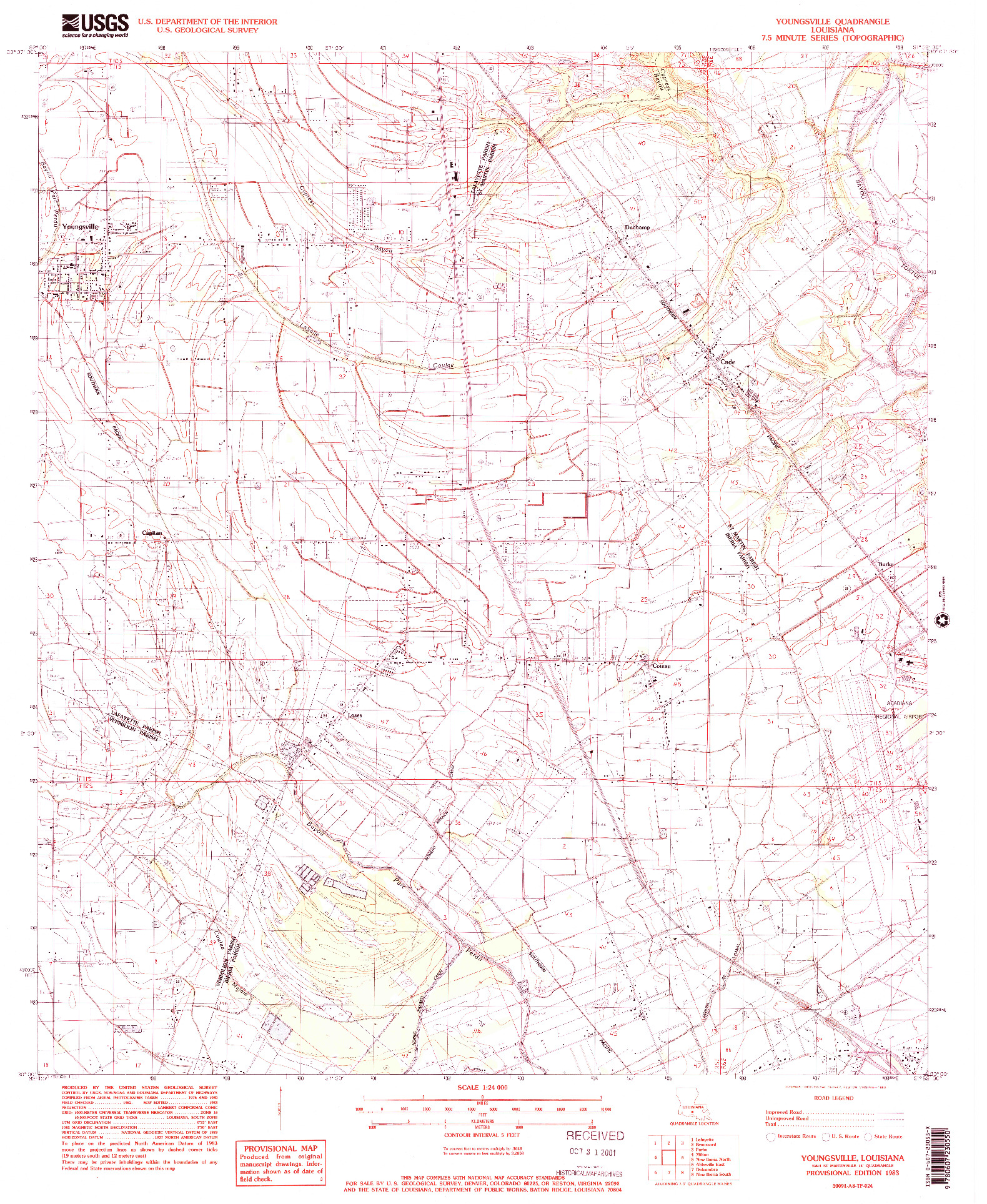 USGS 1:24000-SCALE QUADRANGLE FOR YOUNGSVILLE, LA 1983
