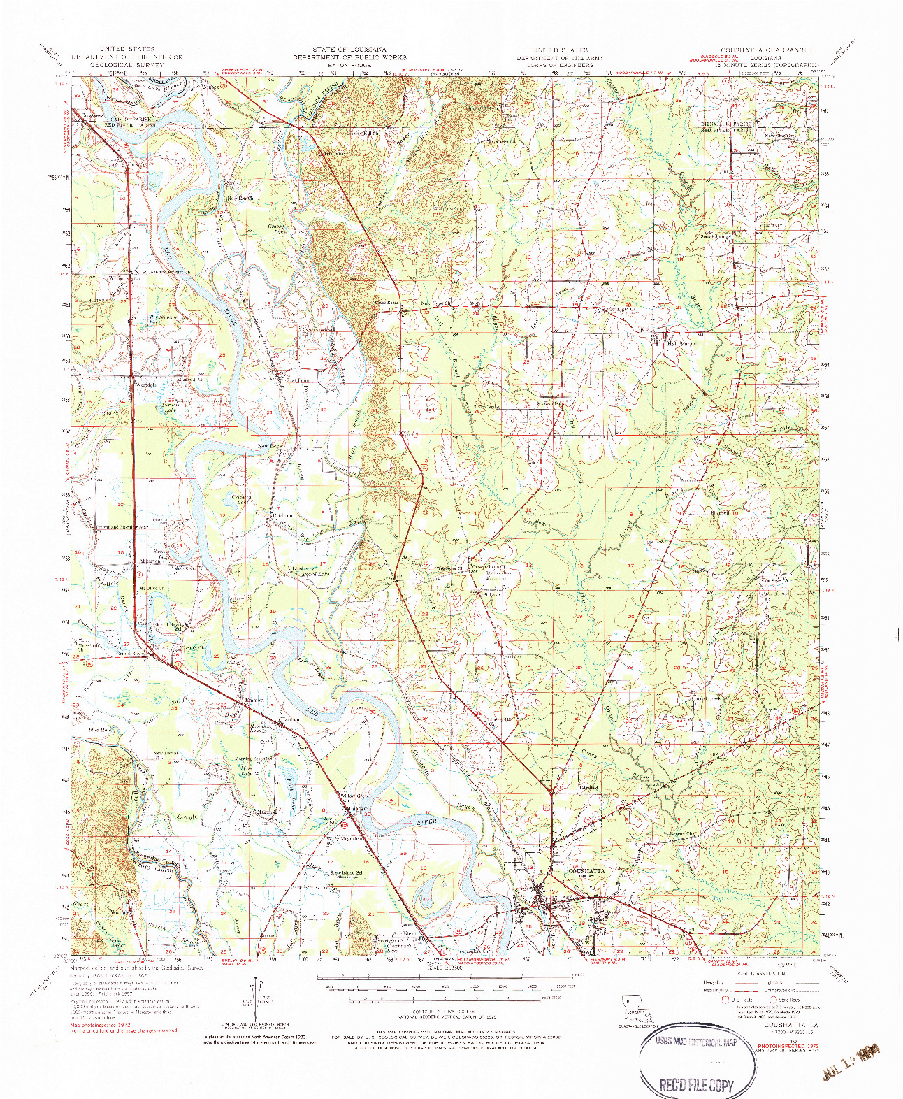 USGS 1:62500-SCALE QUADRANGLE FOR COUSHATTA, LA 1957