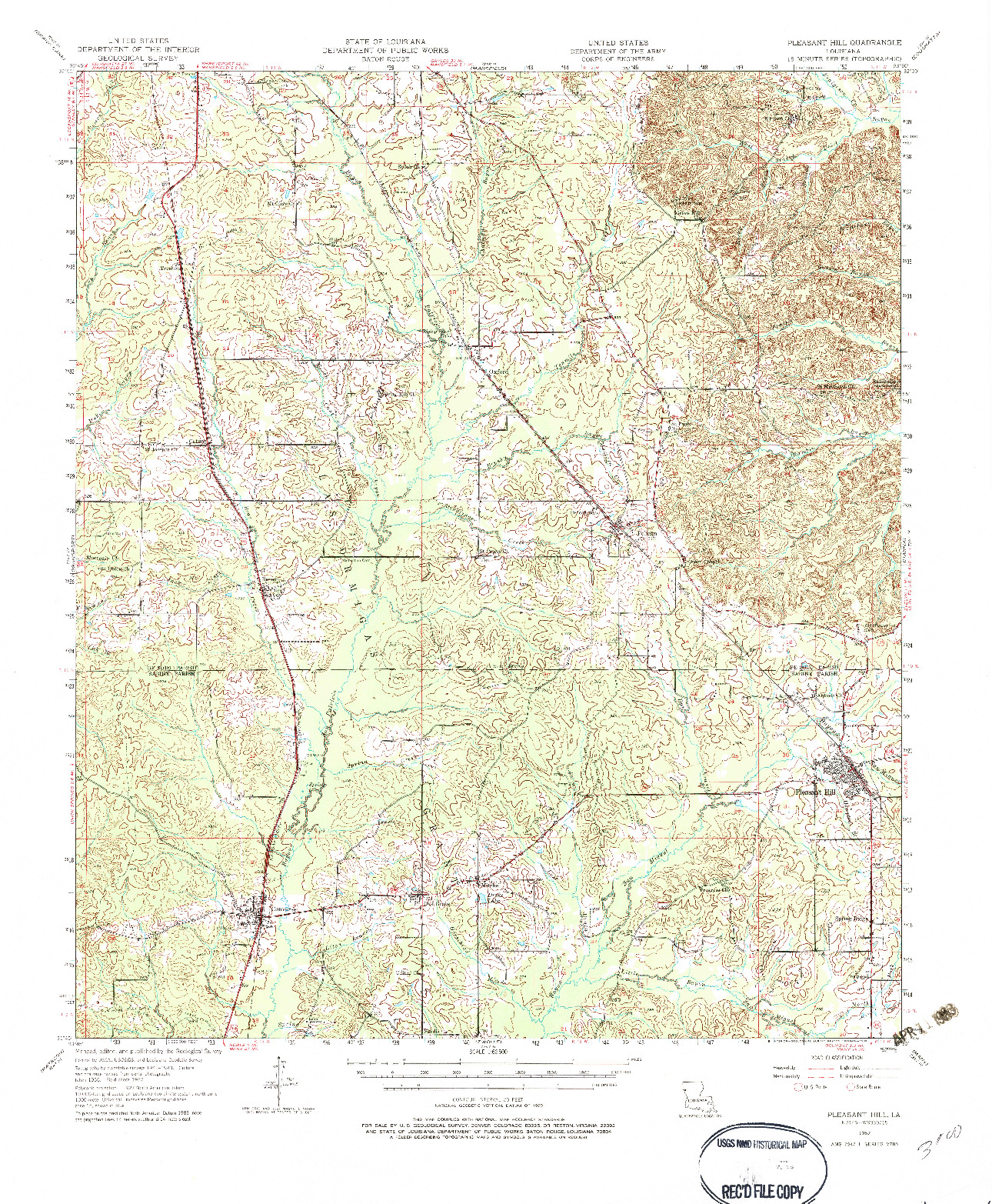 USGS 1:62500-SCALE QUADRANGLE FOR PLEASANT HILL, LA 1957