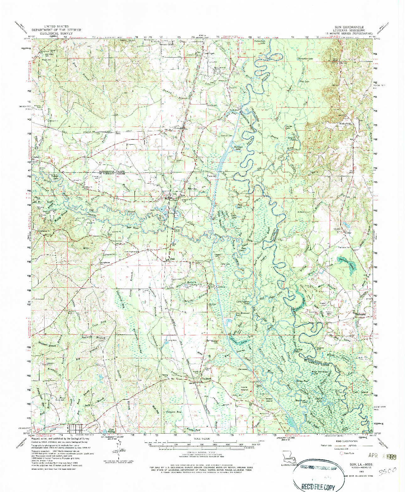 USGS 1:62500-SCALE QUADRANGLE FOR SUN, LA 1961