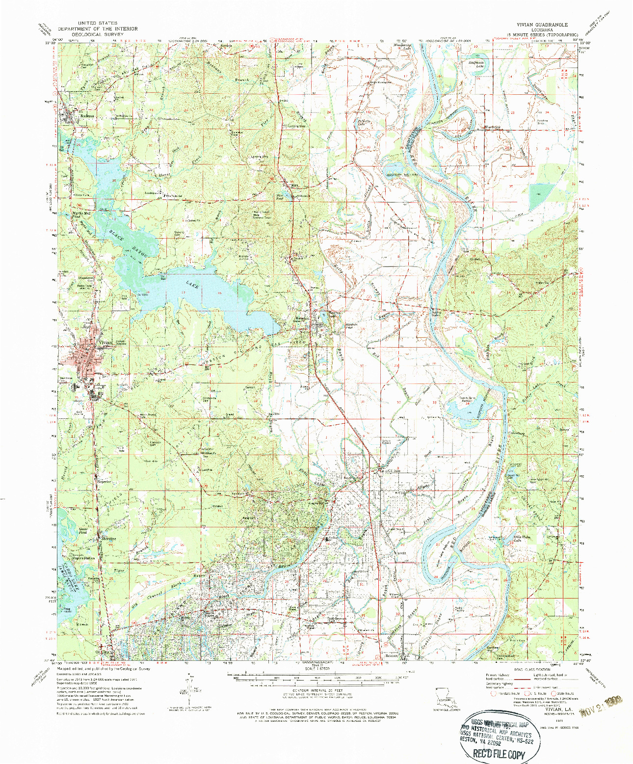 USGS 1:62500-SCALE QUADRANGLE FOR VIVIAN, LA 1971