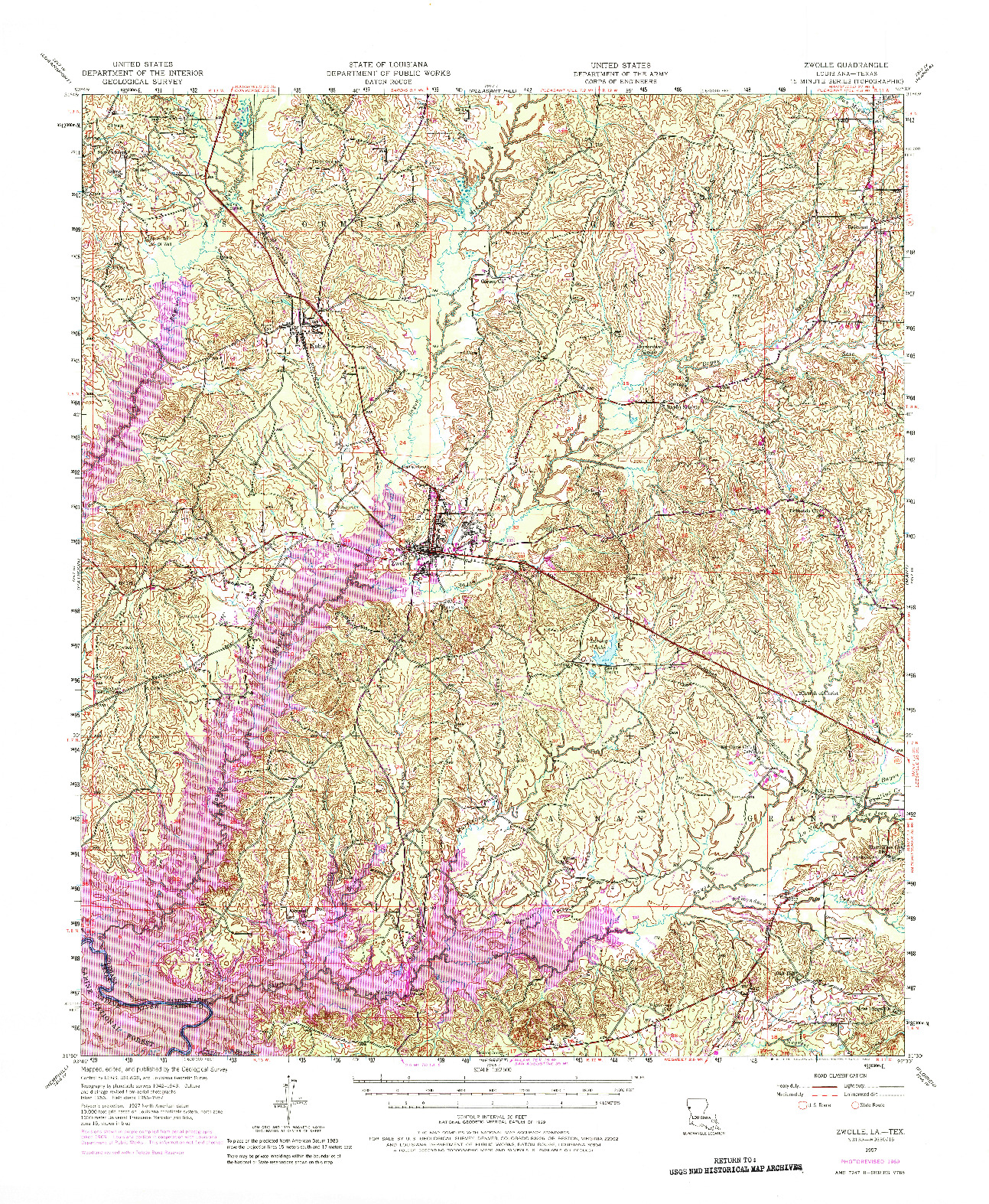 USGS 1:62500-SCALE QUADRANGLE FOR ZWOLLE, LA 1957