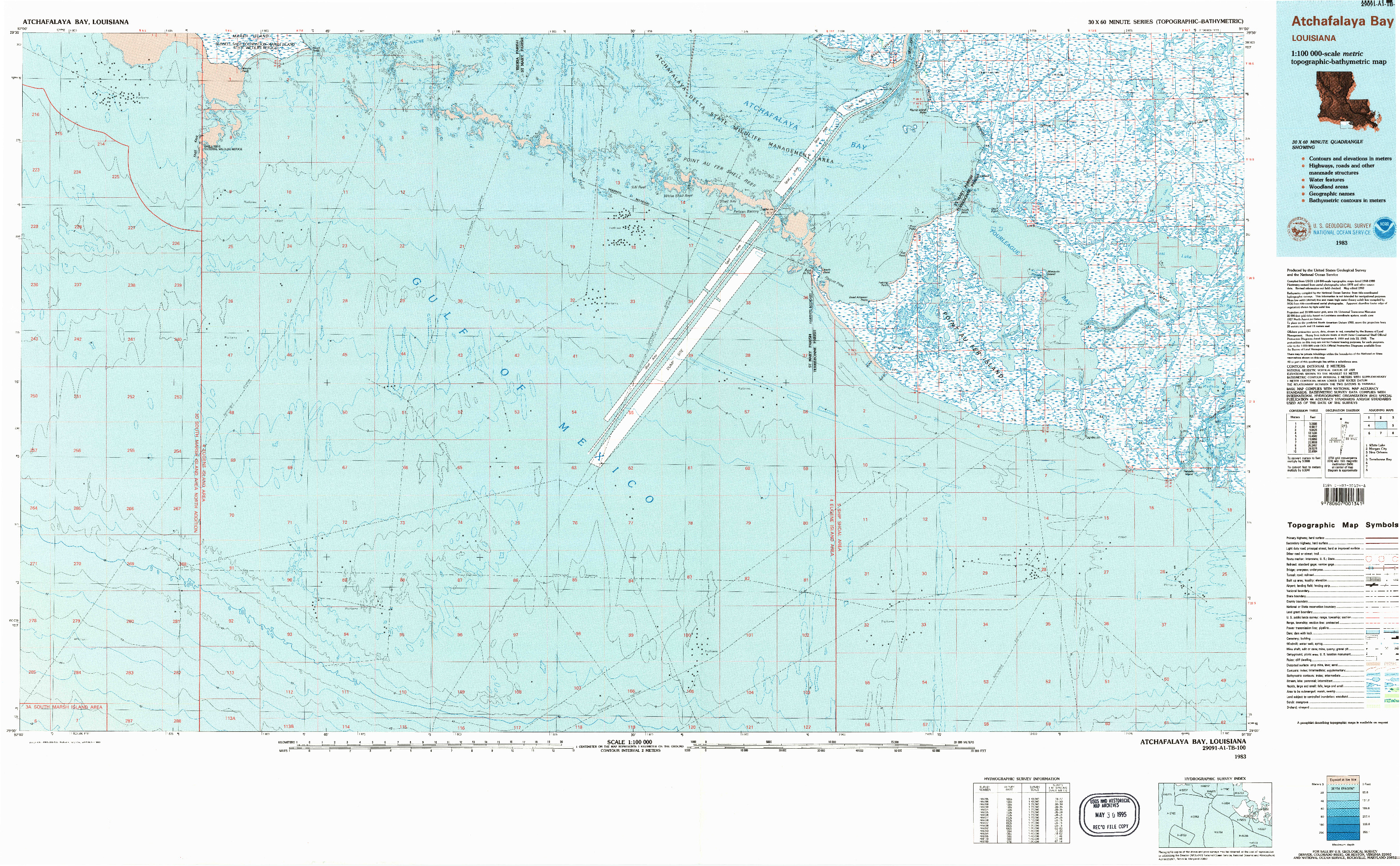 USGS 1:100000-SCALE QUADRANGLE FOR ATCHAFALAYA BAY, LA 1983