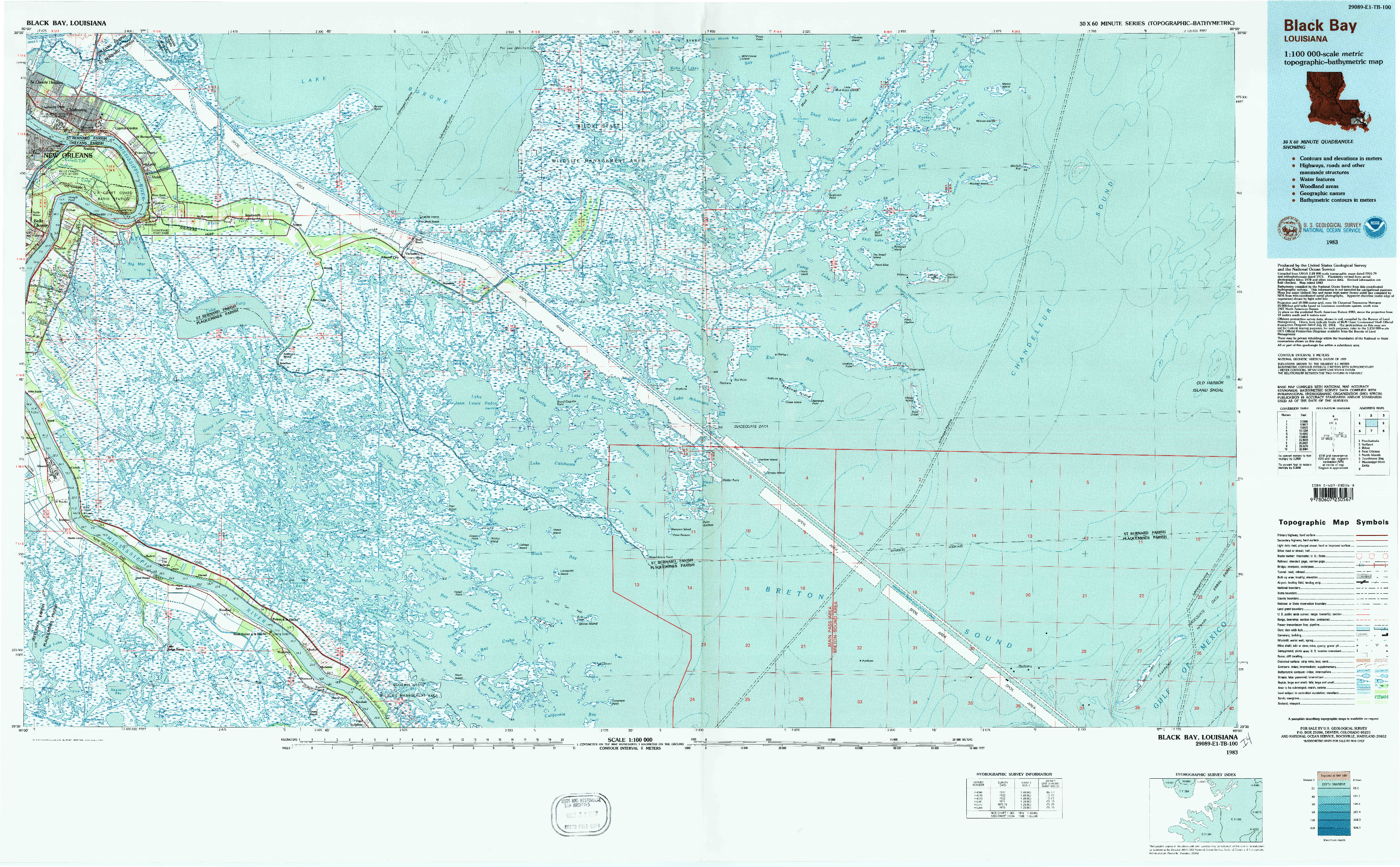 USGS 1:100000-SCALE QUADRANGLE FOR BLACK BAY, LA 1983