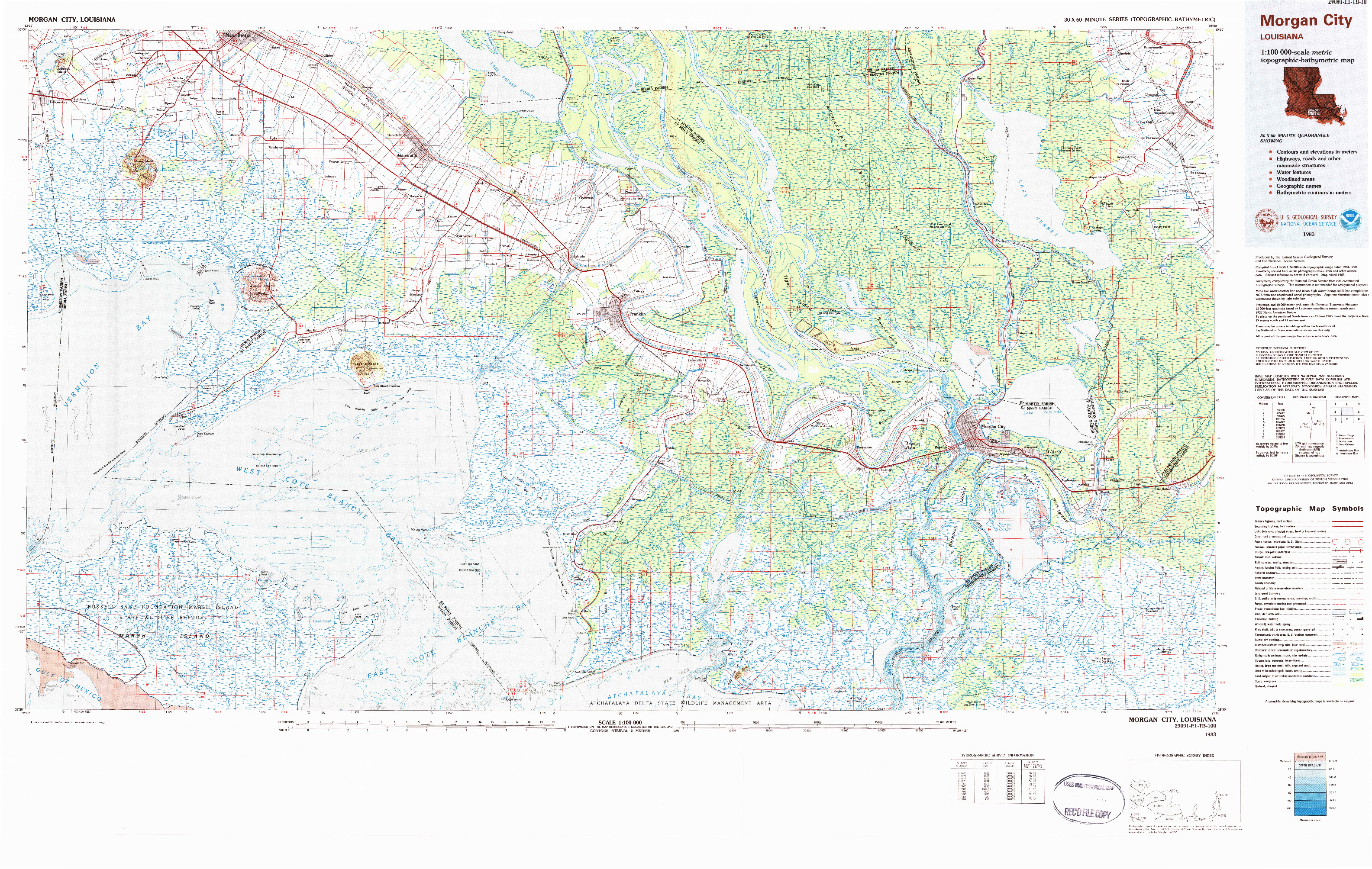 USGS 1:100000-SCALE QUADRANGLE FOR MORGAN CITY, LA 1983