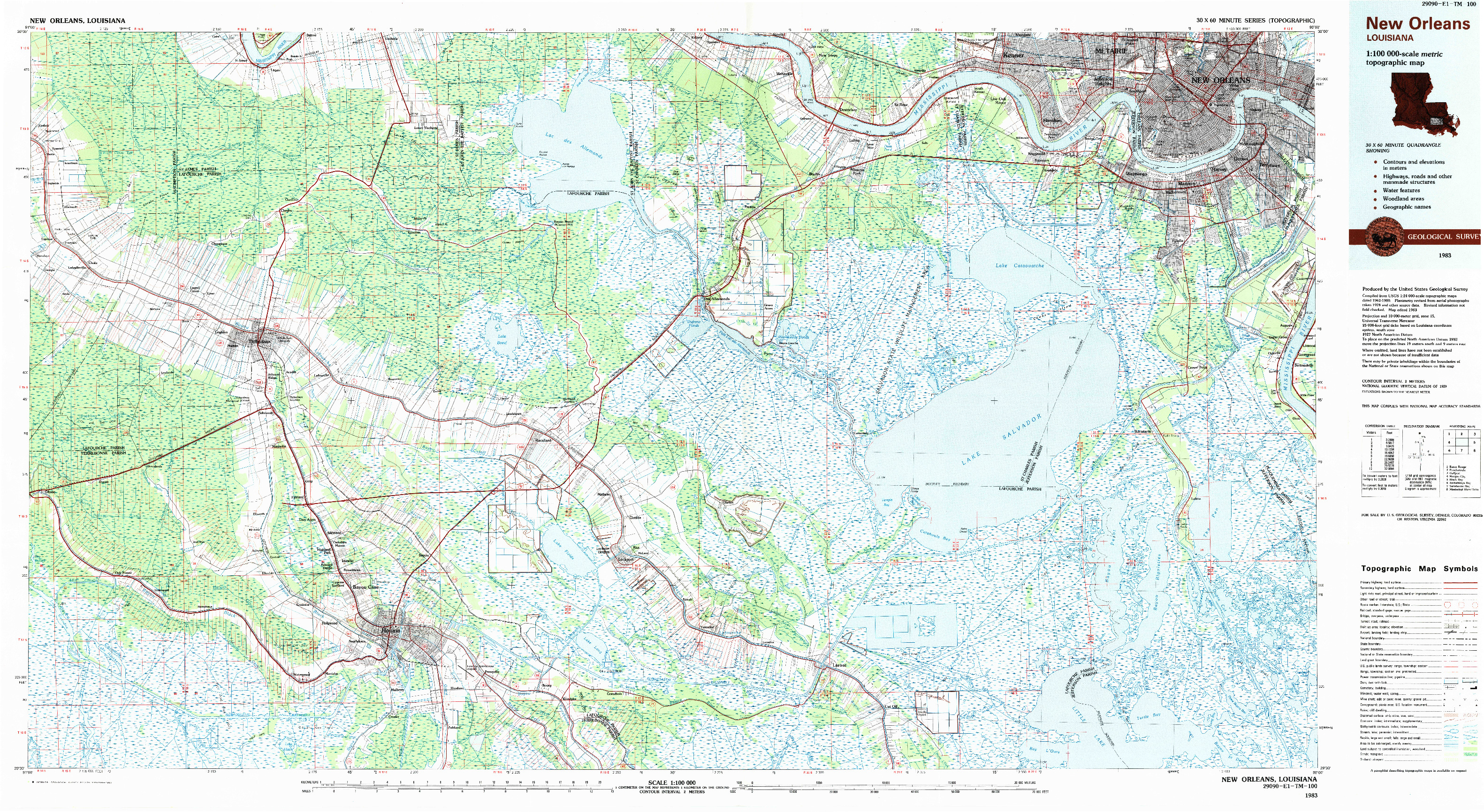 USGS 1:100000-SCALE QUADRANGLE FOR NEW ORLEANS, LA 1983