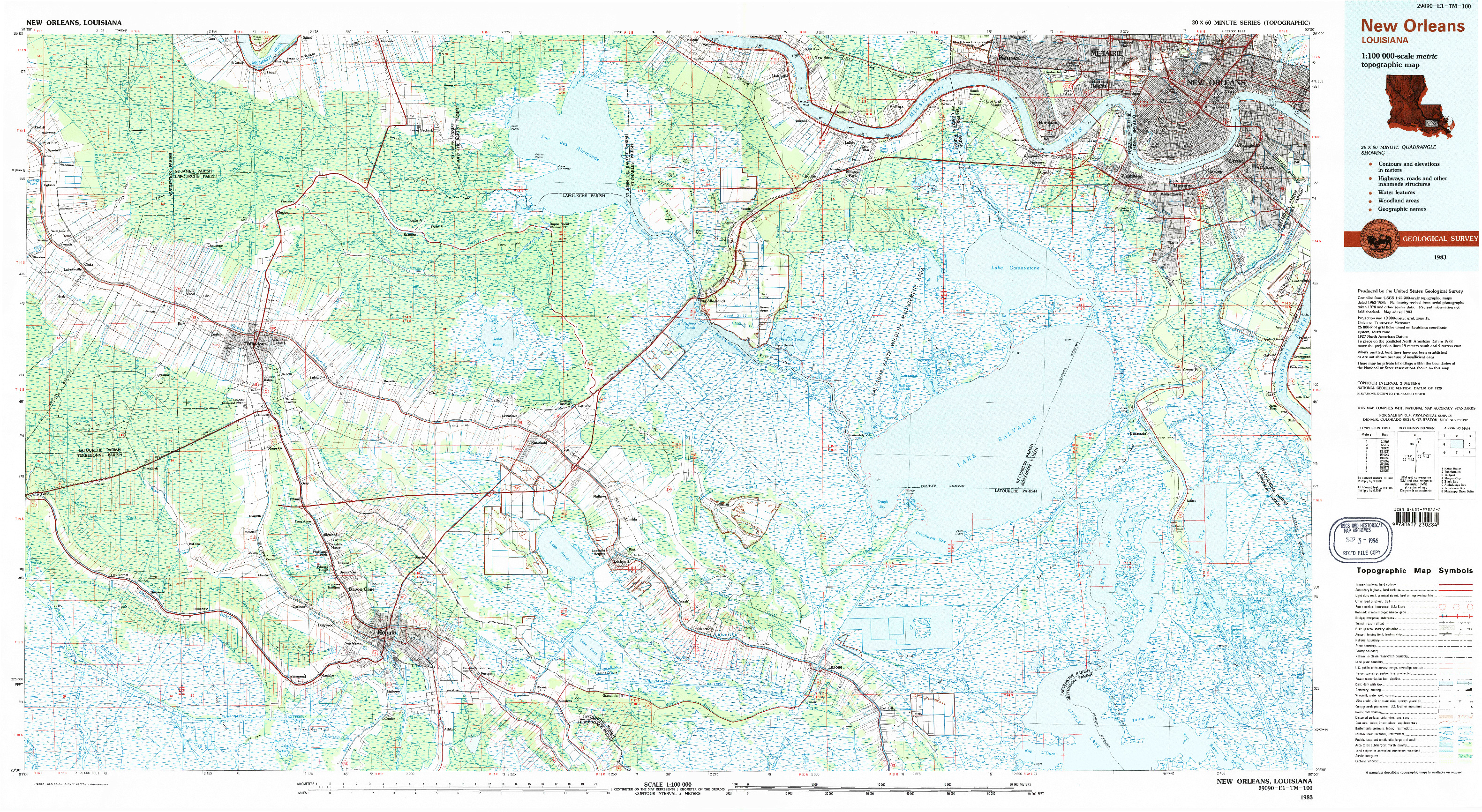 USGS 1:100000-SCALE QUADRANGLE FOR NEW ORLEANS, LA 1983