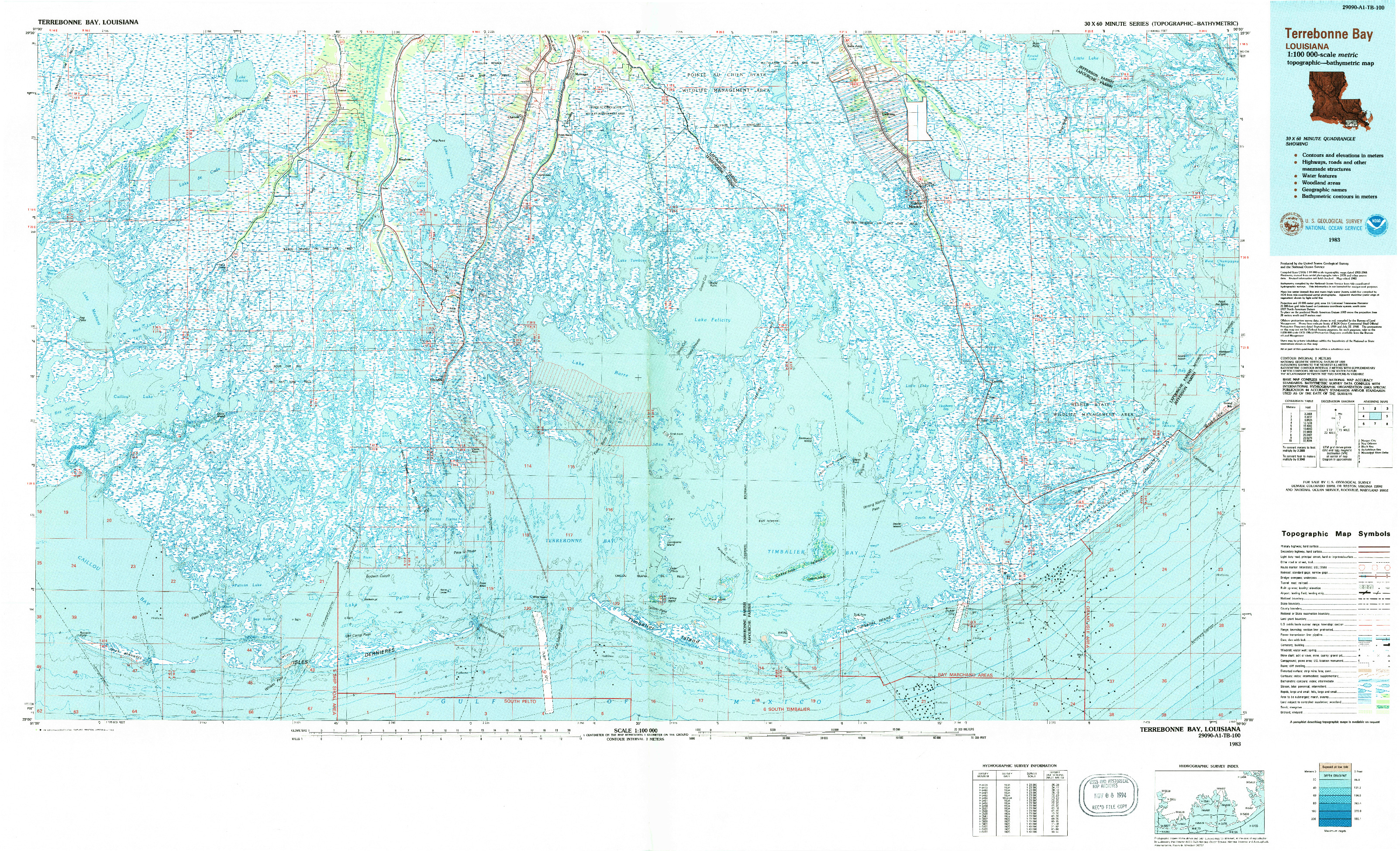 USGS 1:100000-SCALE QUADRANGLE FOR TERREBONNE BAY, LA 1983
