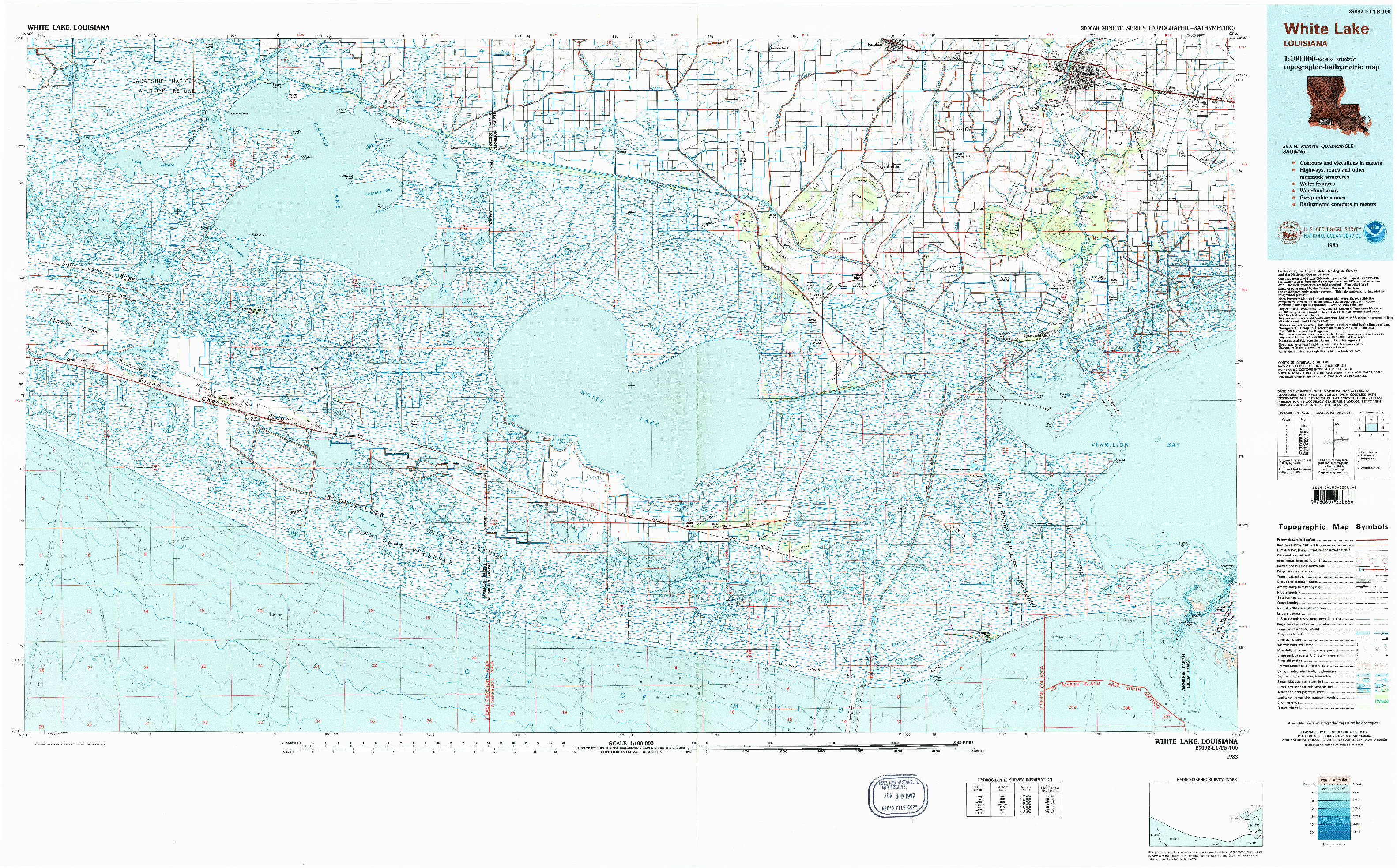 USGS 1:100000-SCALE QUADRANGLE FOR WHITE LAKE, LA 1983