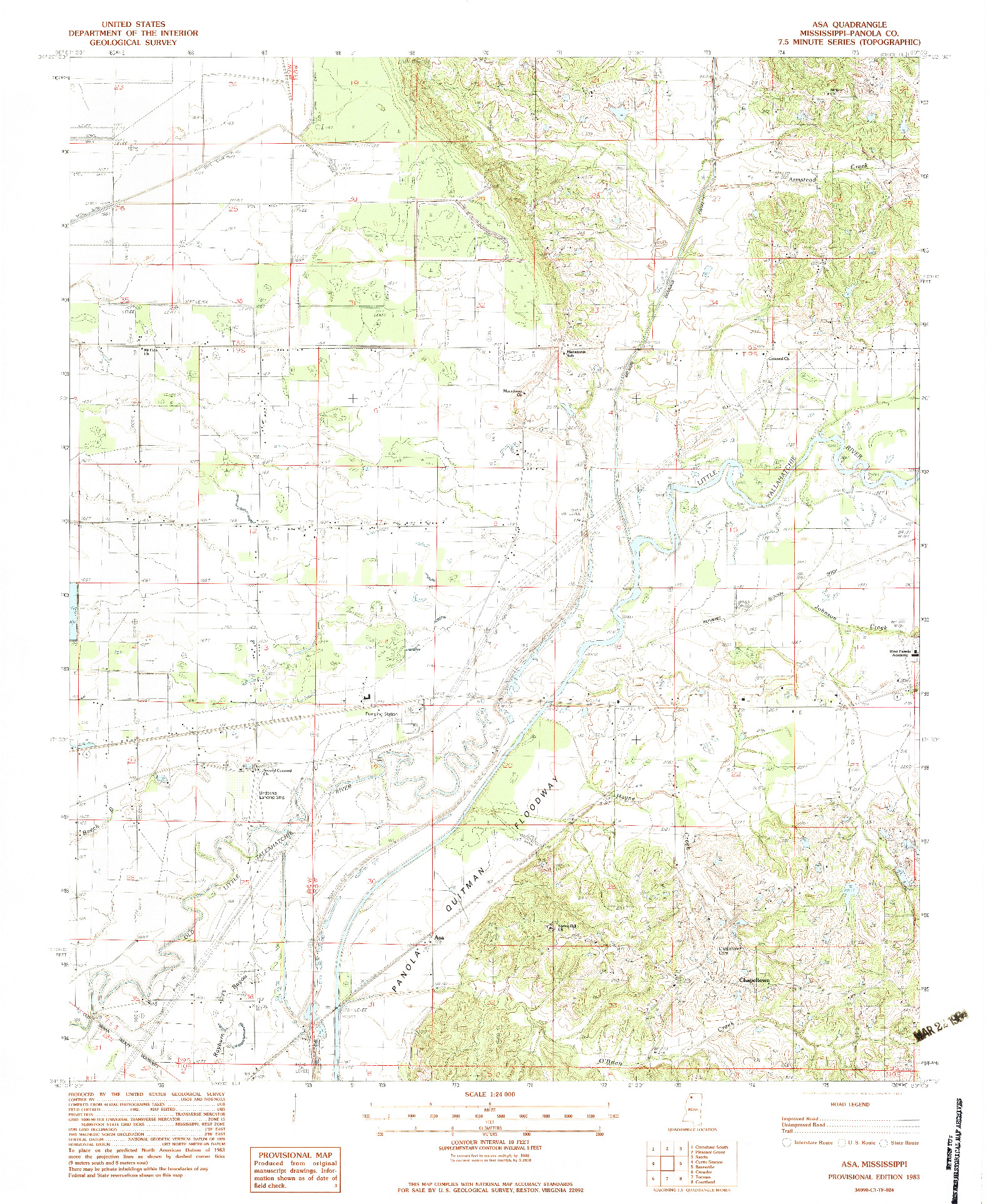 USGS 1:24000-SCALE QUADRANGLE FOR ASA, MS 1983