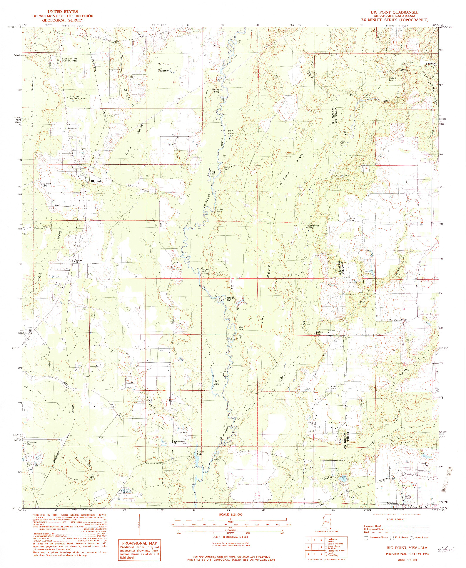 USGS 1:24000-SCALE QUADRANGLE FOR BIG POINT, MS 1982