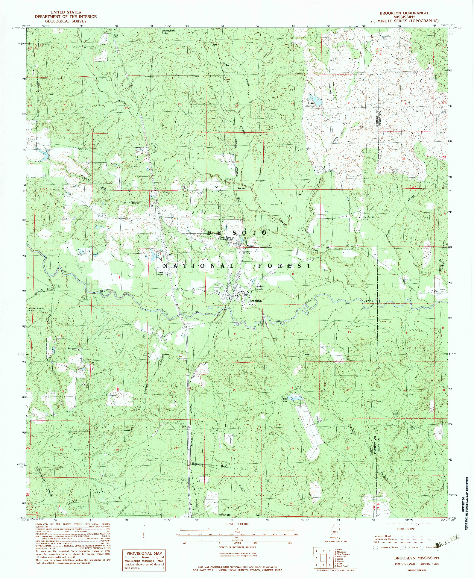 USGS 1:24000-SCALE QUADRANGLE FOR BROOKLYN, MS 1983