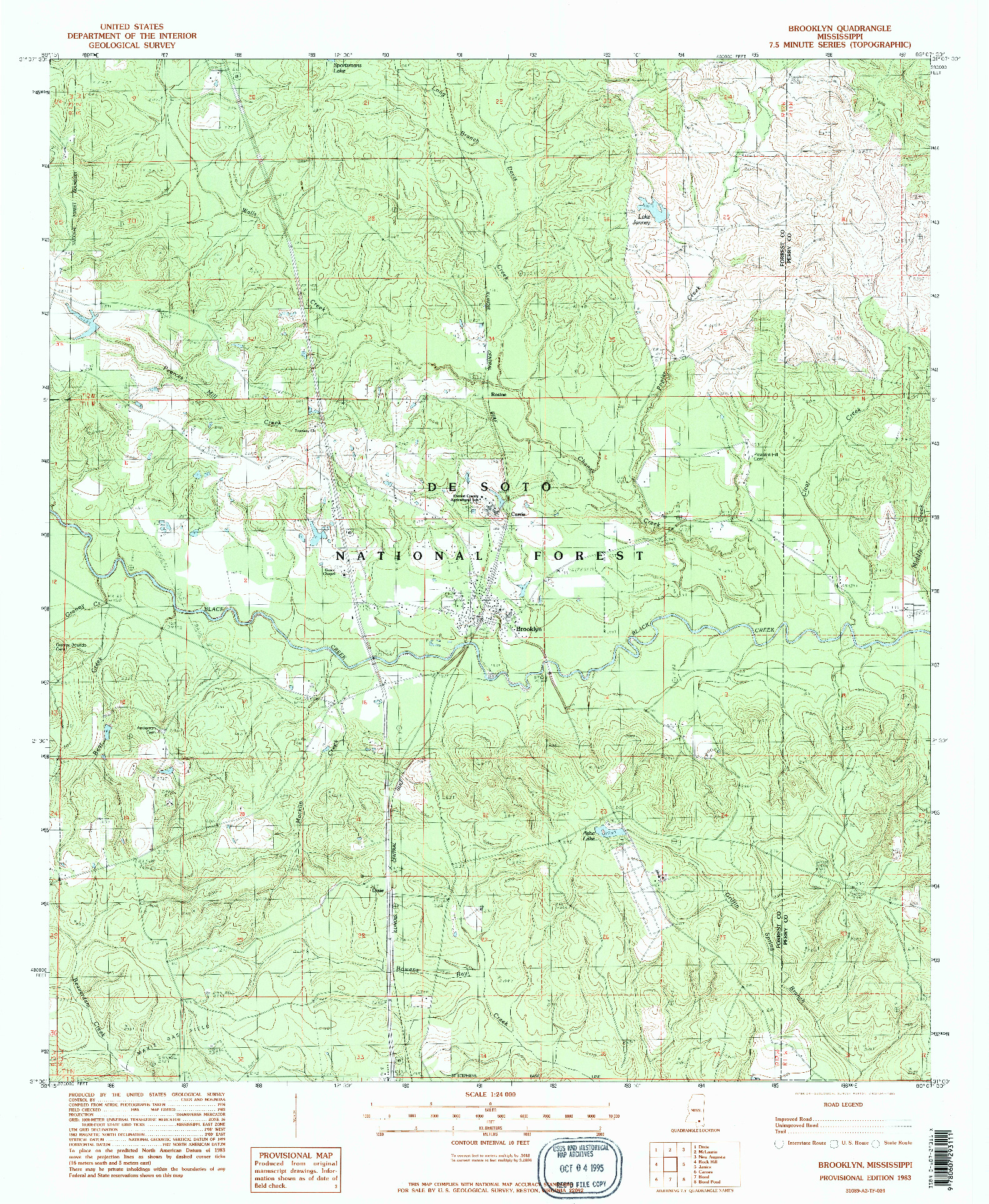 USGS 1:24000-SCALE QUADRANGLE FOR BROOKLYN, MS 1983