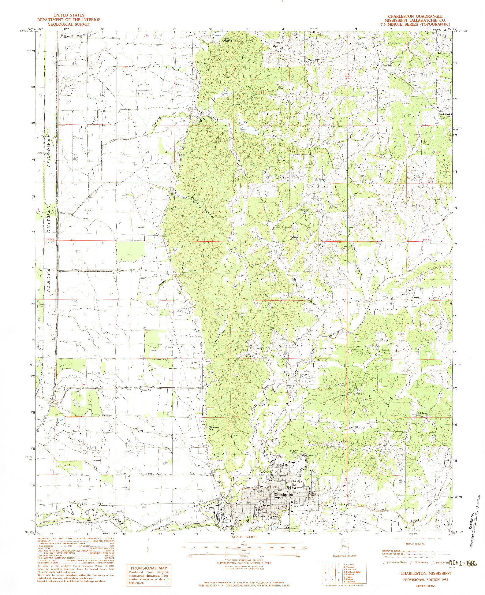 USGS 1:24000-SCALE QUADRANGLE FOR CHARLESTON, MS 1982