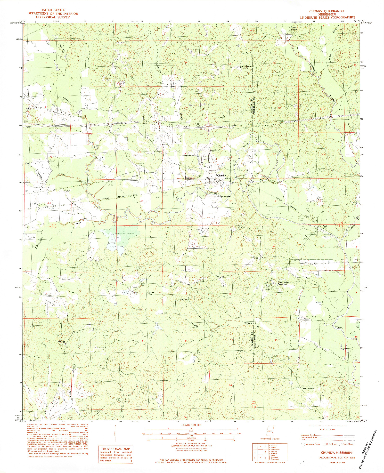 USGS 1:24000-SCALE QUADRANGLE FOR CHUNKY, MS 1983