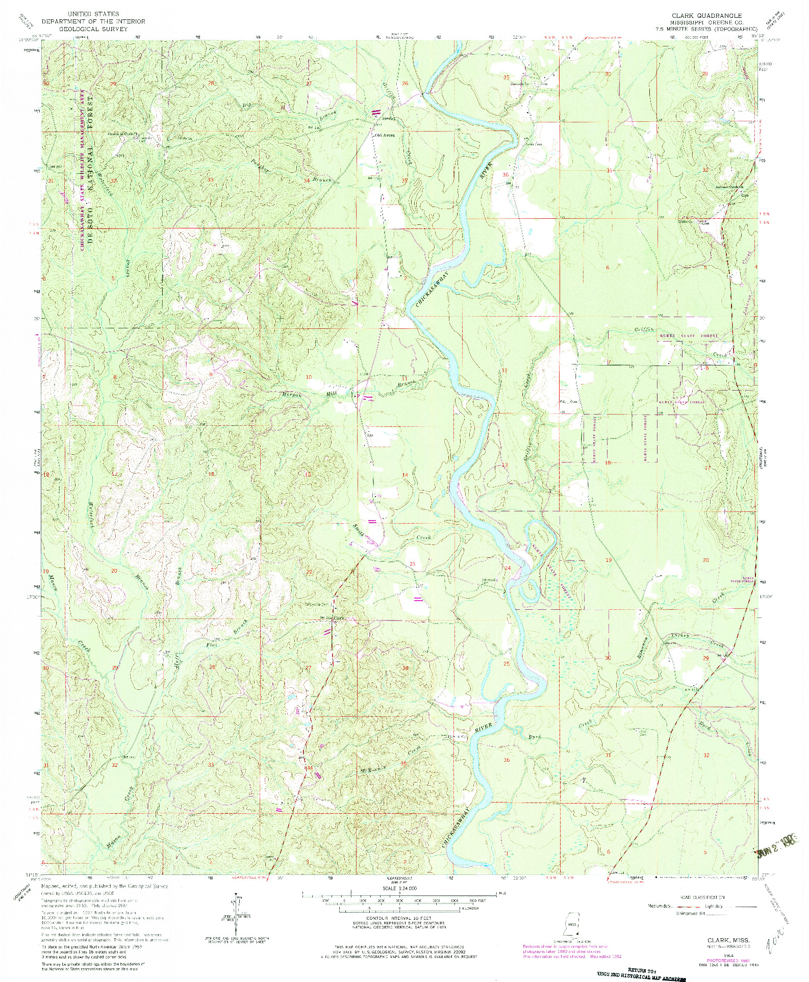 USGS 1:24000-SCALE QUADRANGLE FOR CLARK, MS 1964