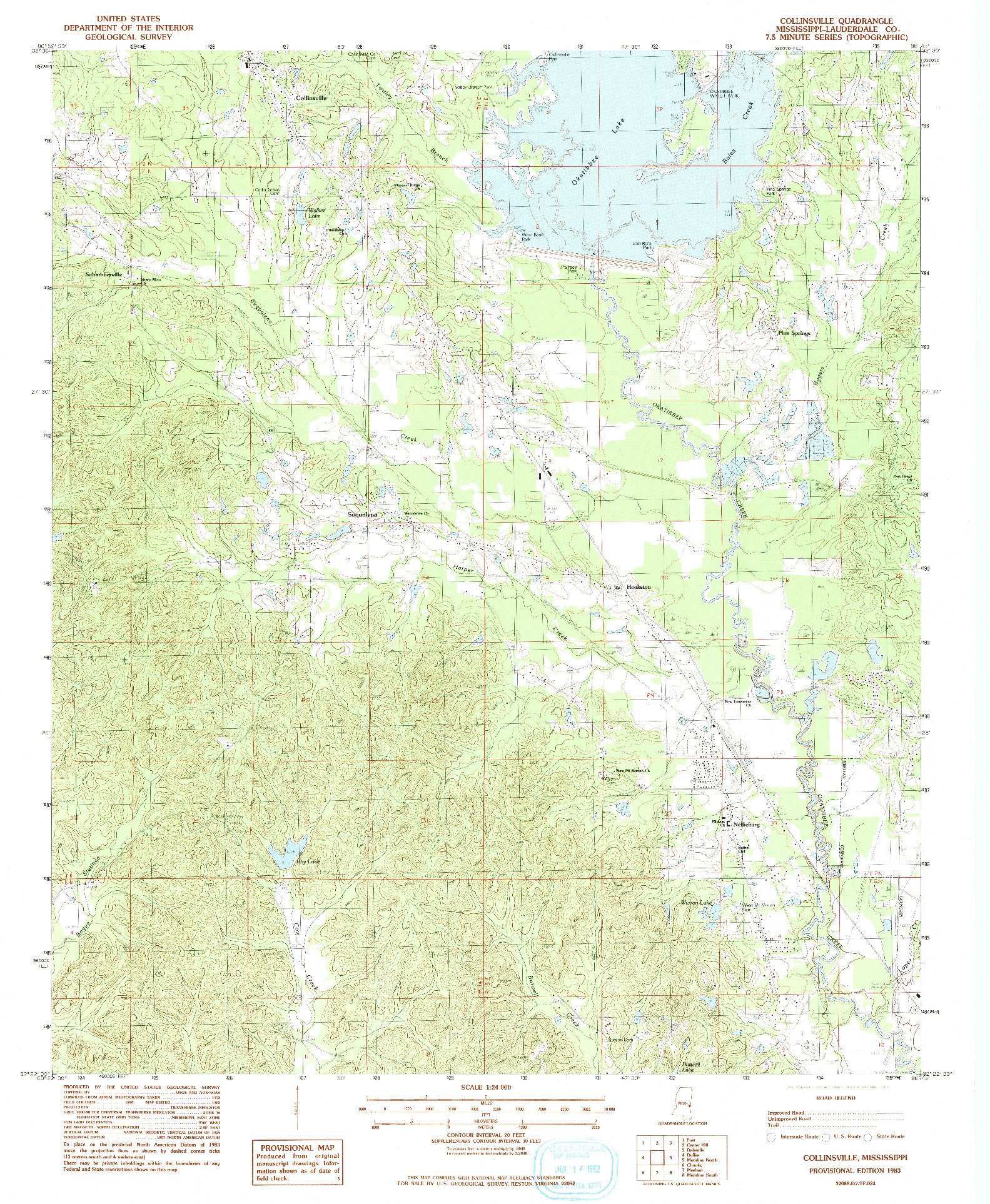 USGS 1:24000-SCALE QUADRANGLE FOR COLLINSVILLE, MS 1983