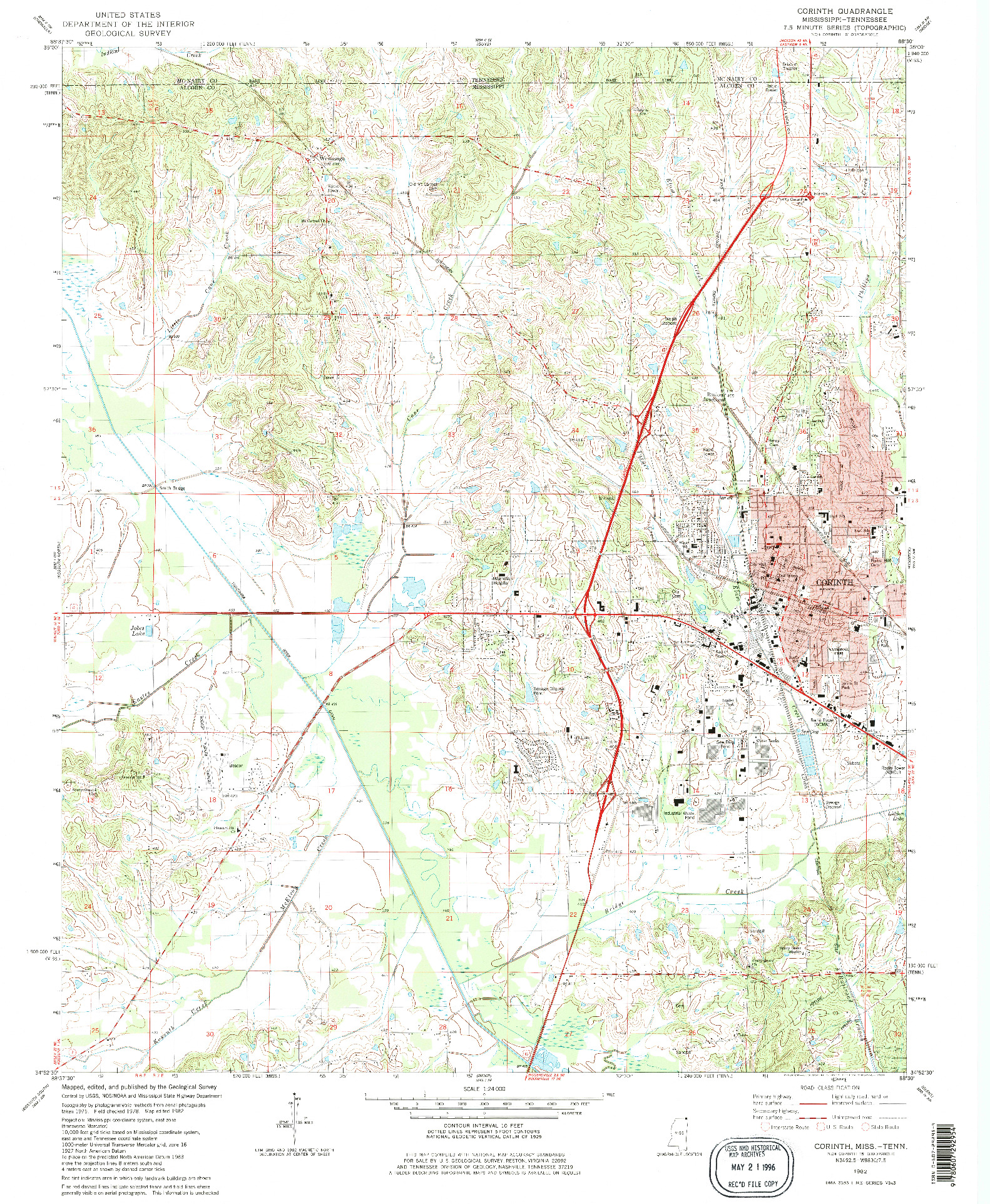 USGS 1:24000-SCALE QUADRANGLE FOR CORINTH, MS 1982