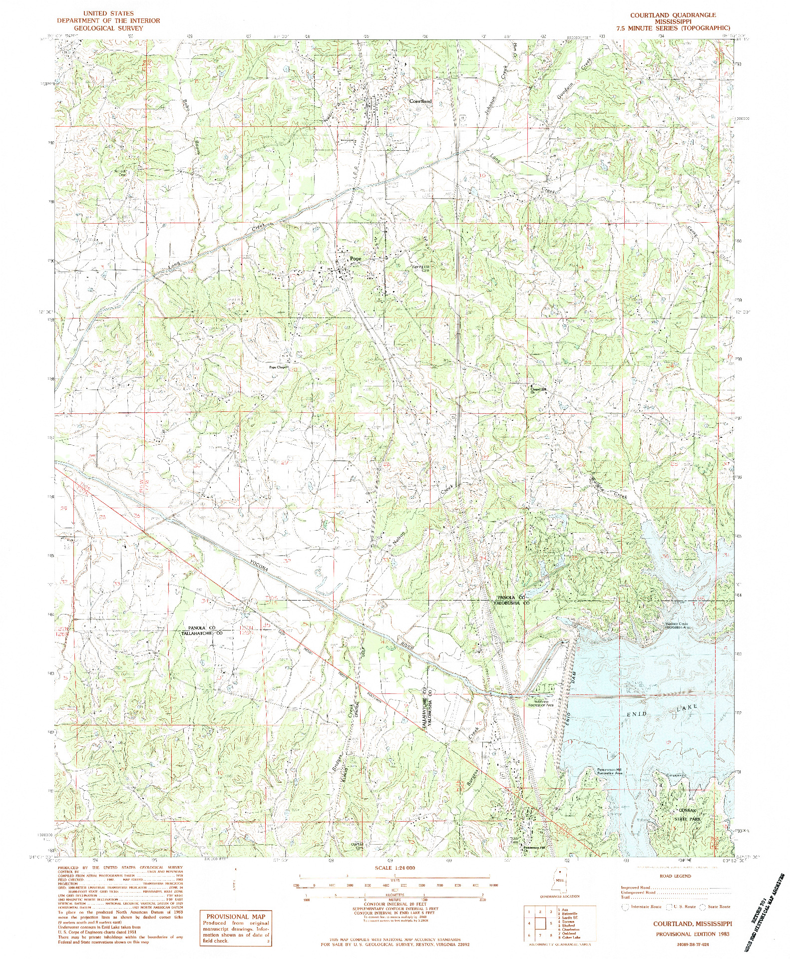 USGS 1:24000-SCALE QUADRANGLE FOR COURTLAND, MS 1983