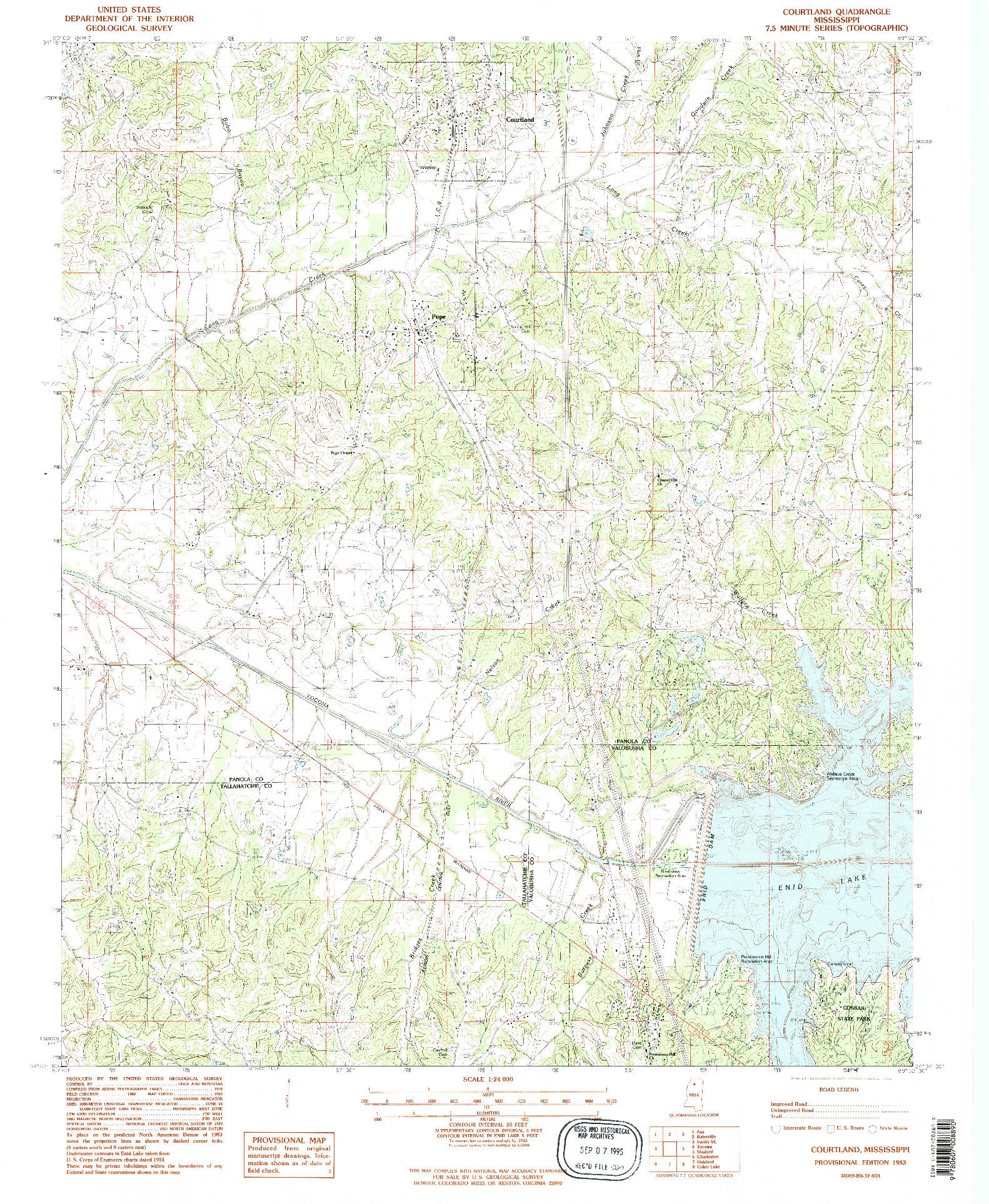 USGS 1:24000-SCALE QUADRANGLE FOR COURTLAND, MS 1983