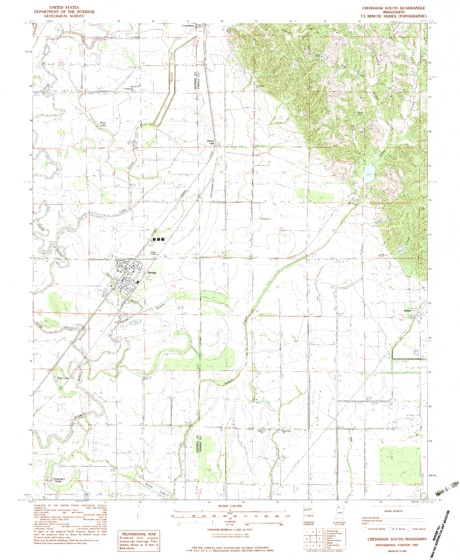 USGS 1:24000-SCALE QUADRANGLE FOR CRENSHAW SOUTH, MS 1983