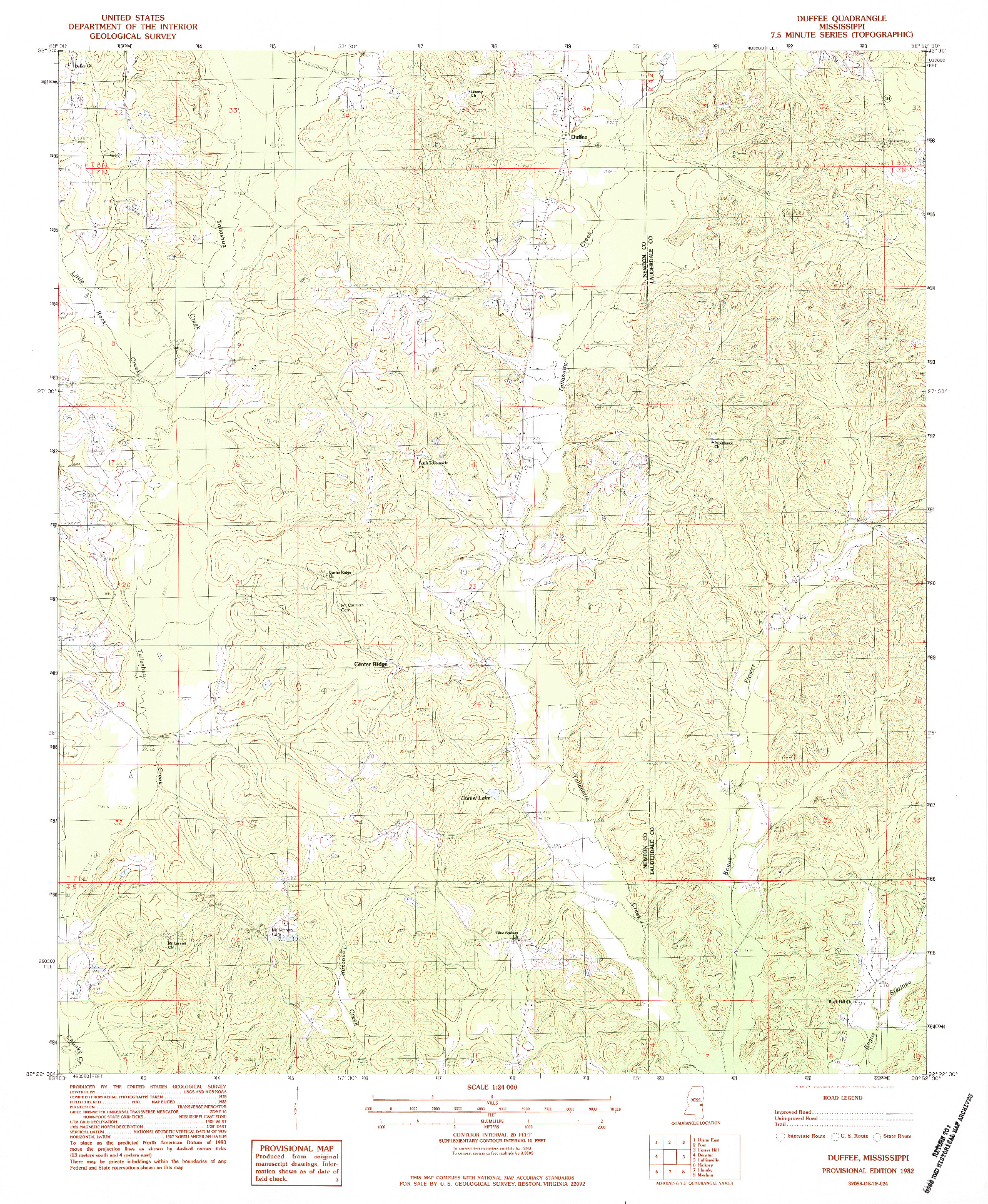 USGS 1:24000-SCALE QUADRANGLE FOR DUFFEE, MS 1982