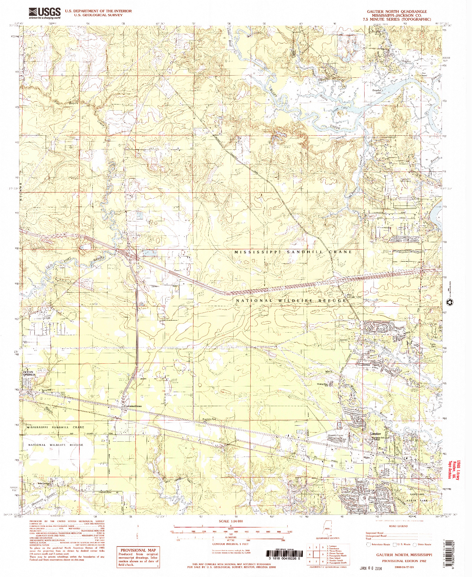 USGS 1:24000-SCALE QUADRANGLE FOR GAUTIER NORTH, MS 1982