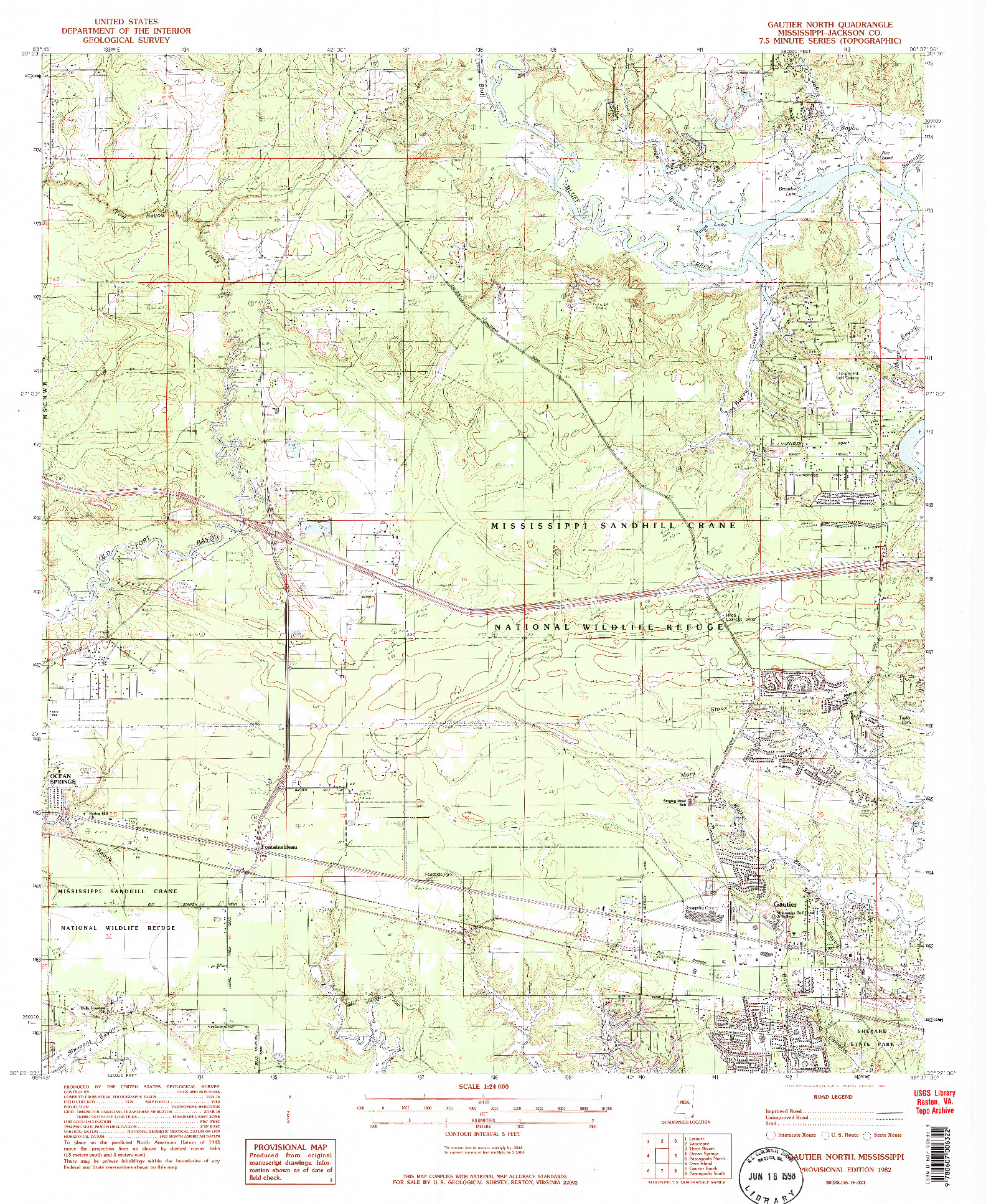 USGS 1:24000-SCALE QUADRANGLE FOR GAUTIER NORTH, MS 1982