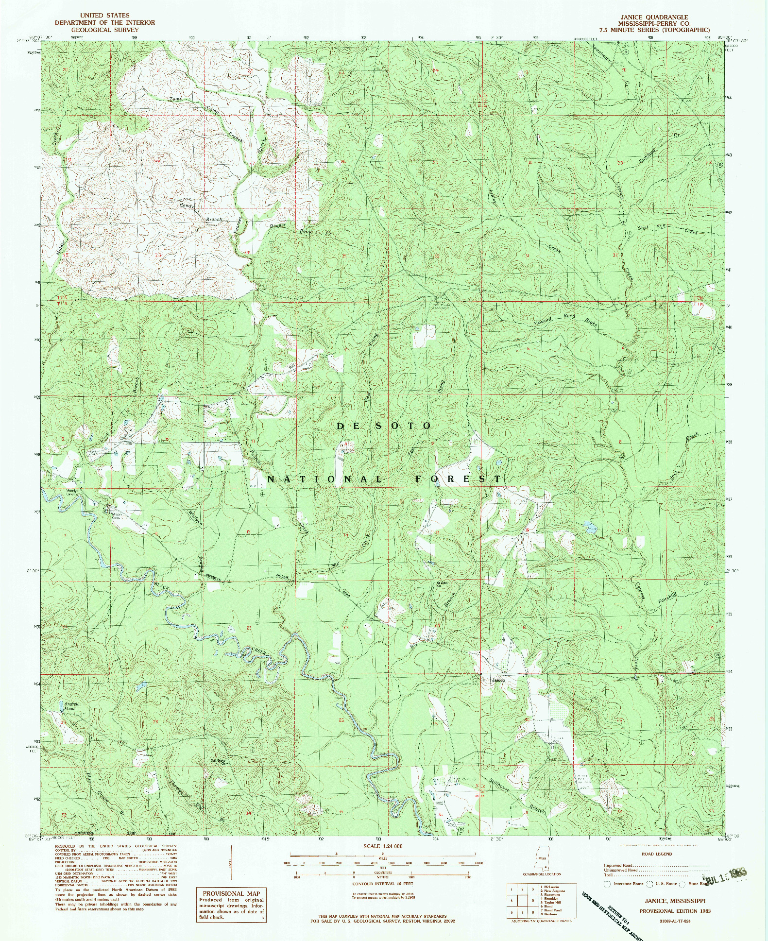 USGS 1:24000-SCALE QUADRANGLE FOR JANICE, MS 1983