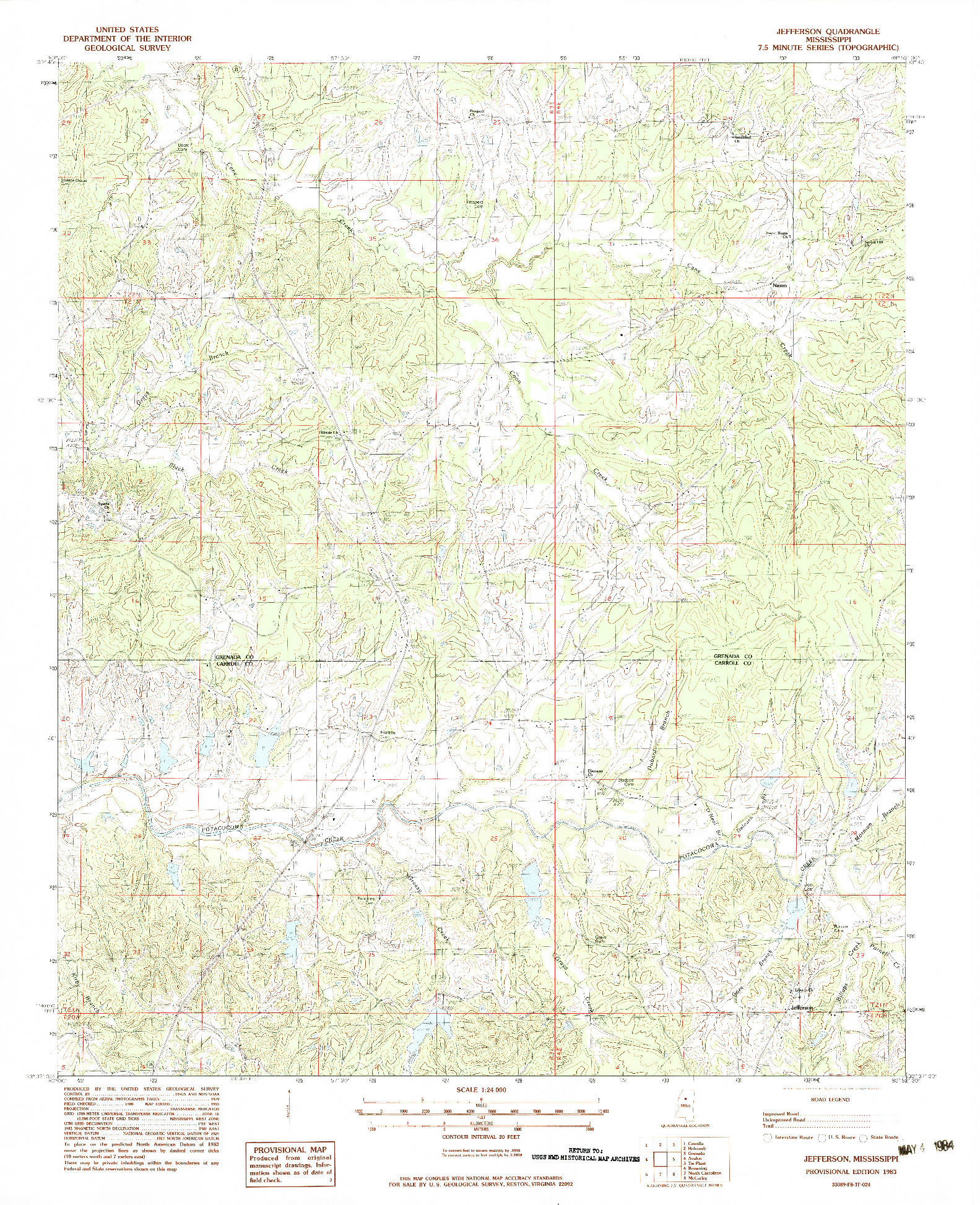 USGS 1:24000-SCALE QUADRANGLE FOR JEFFERSON, MS 1983