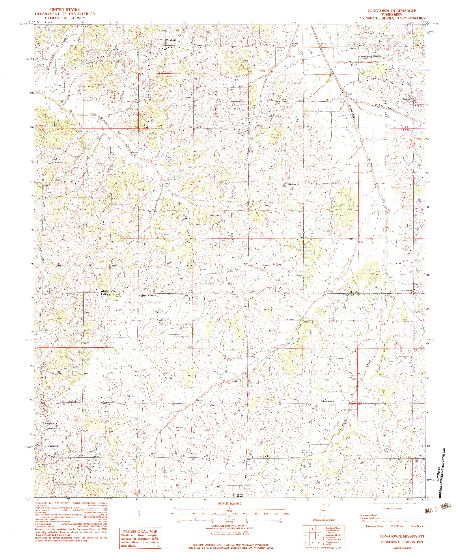 USGS 1:24000-SCALE QUADRANGLE FOR LONGTOWN, MS 1983
