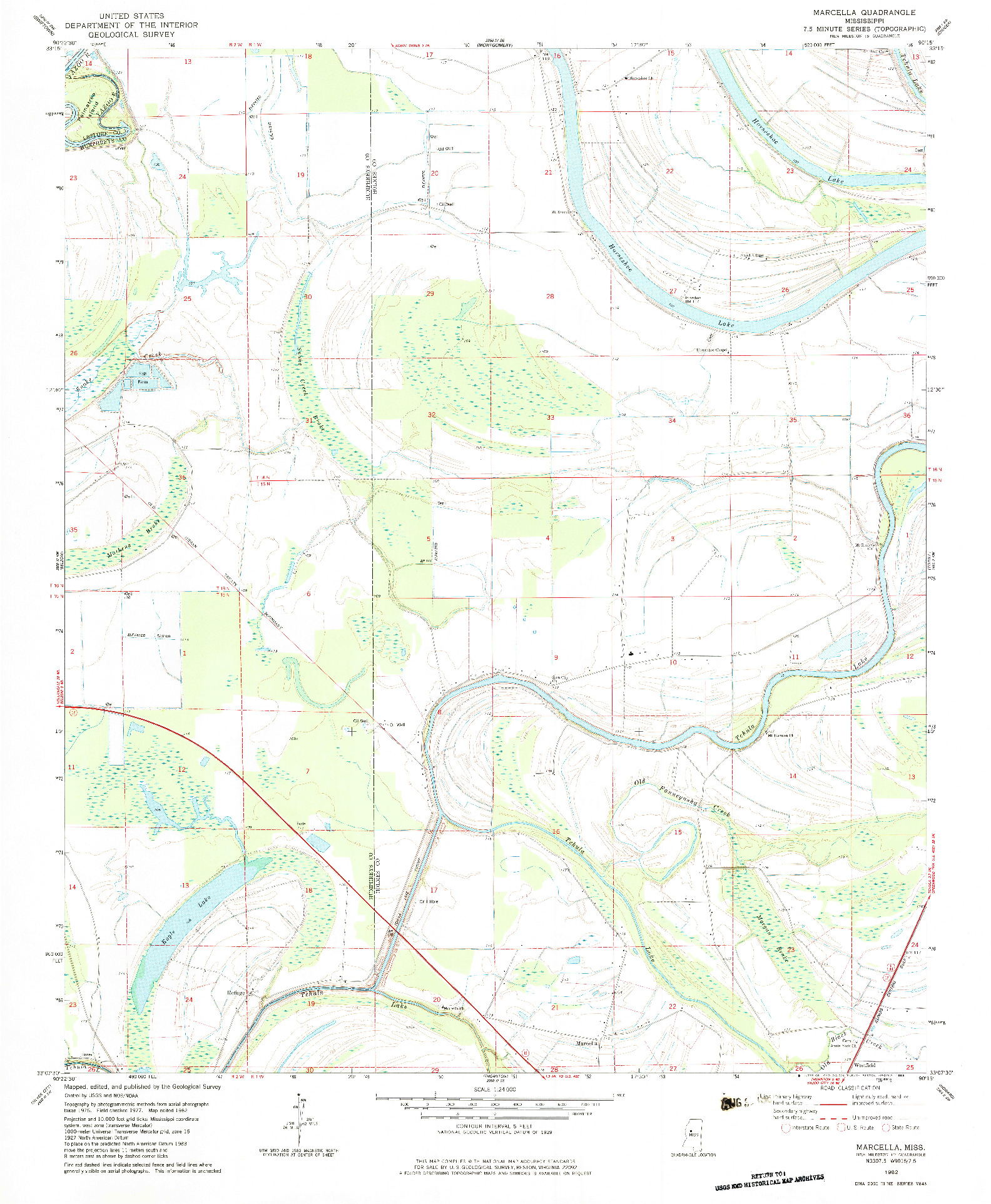 USGS 1:24000-SCALE QUADRANGLE FOR MARCELLA, MS 1982