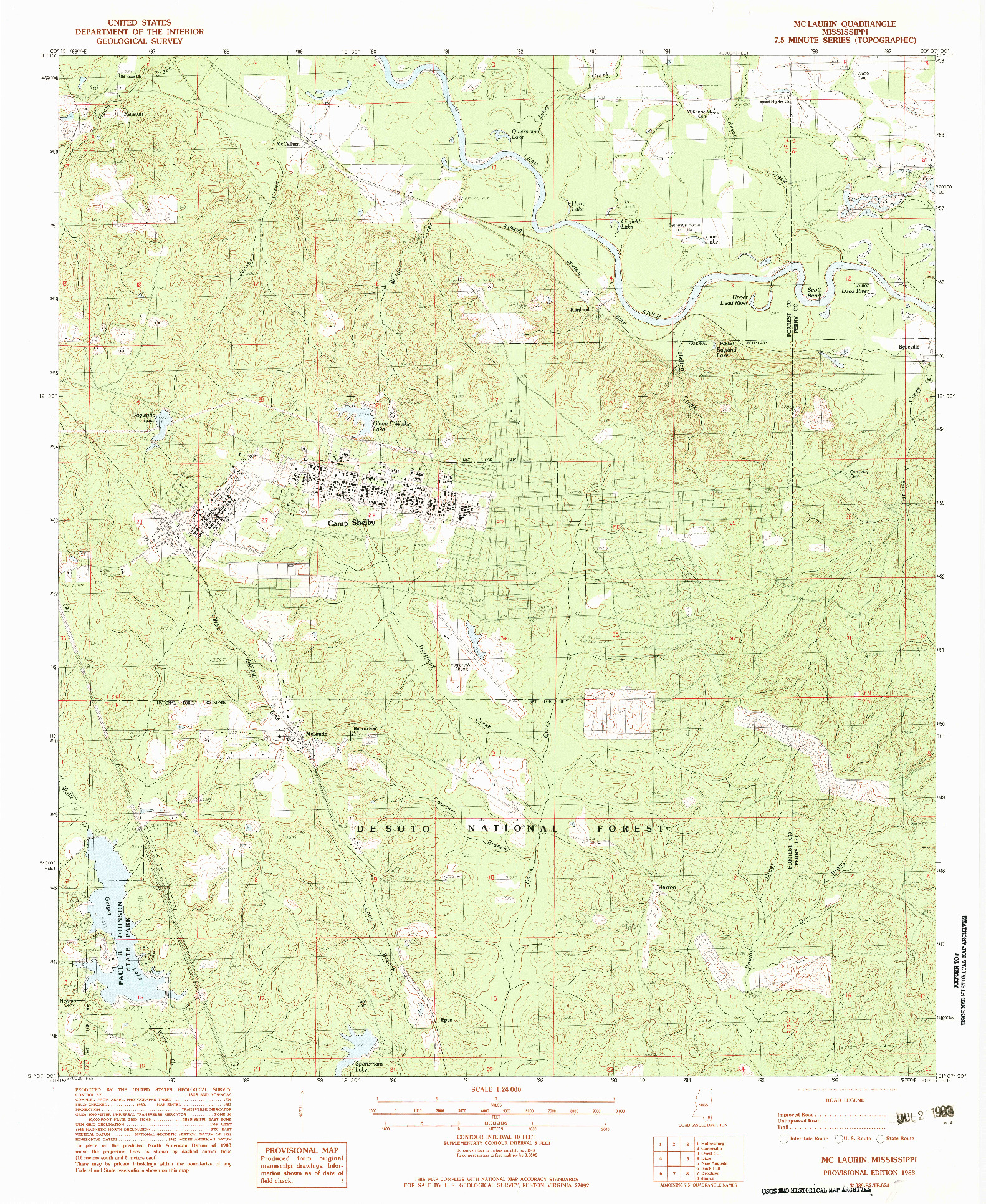 USGS 1:24000-SCALE QUADRANGLE FOR MCLAURIN, MS 1983