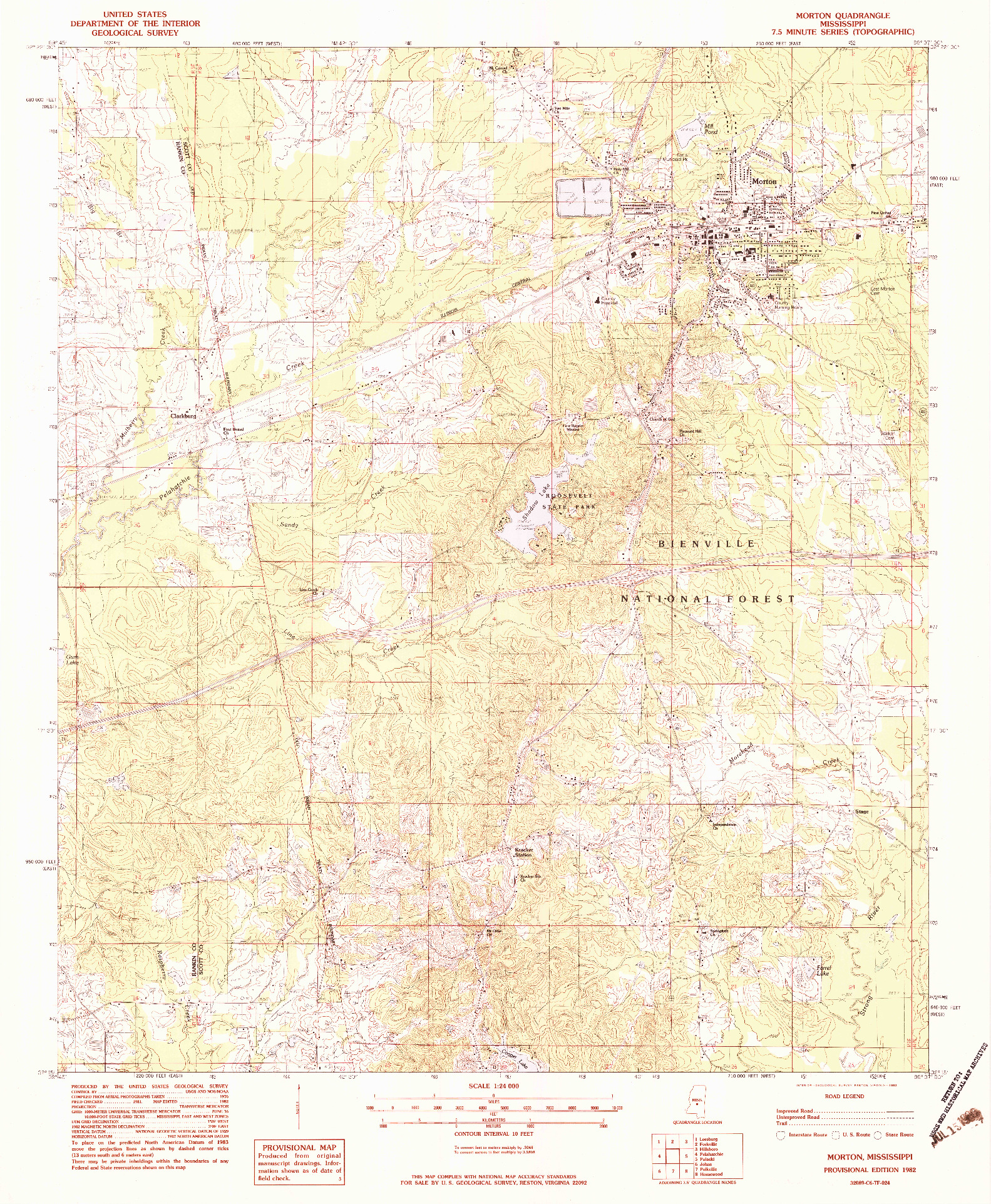 USGS 1:24000-SCALE QUADRANGLE FOR MORTON, MS 1982