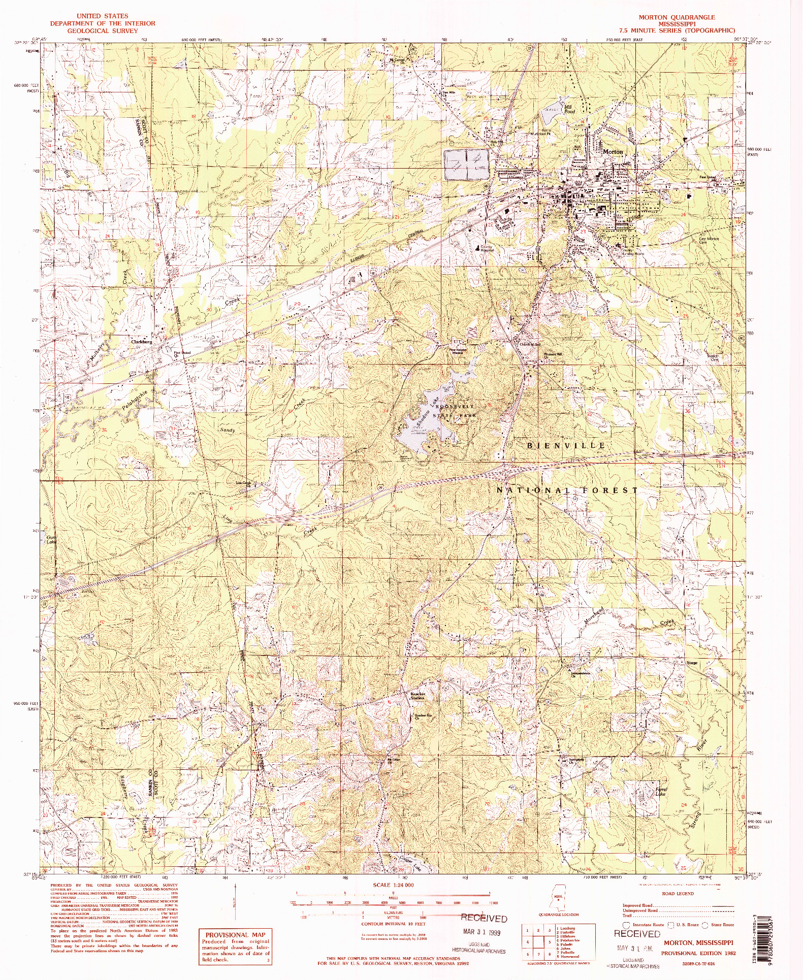 USGS 1:24000-SCALE QUADRANGLE FOR MORTON, MS 1982
