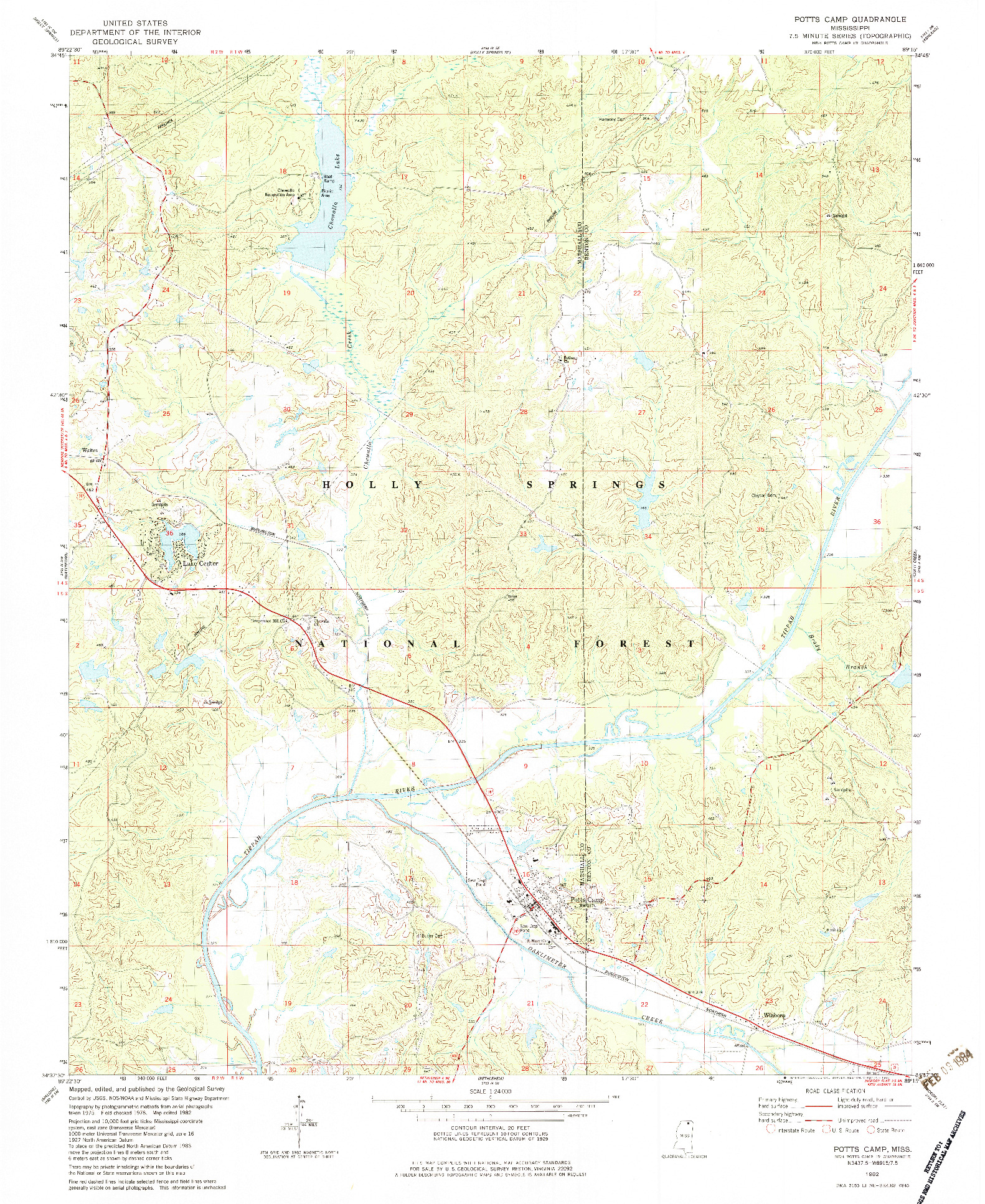 USGS 1:24000-SCALE QUADRANGLE FOR POTTS CAMP, MS 1982