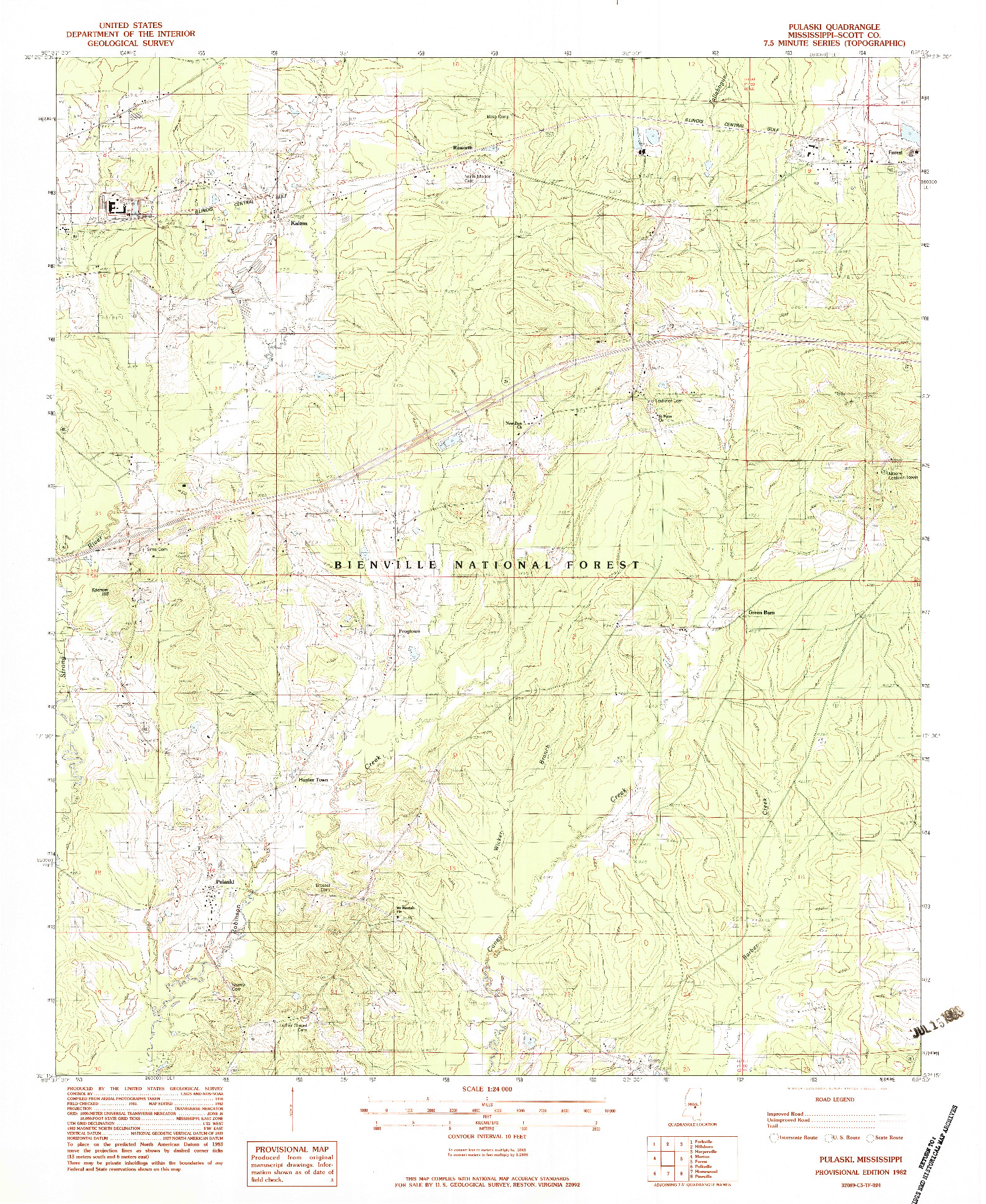 USGS 1:24000-SCALE QUADRANGLE FOR PULASKI, MS 1982