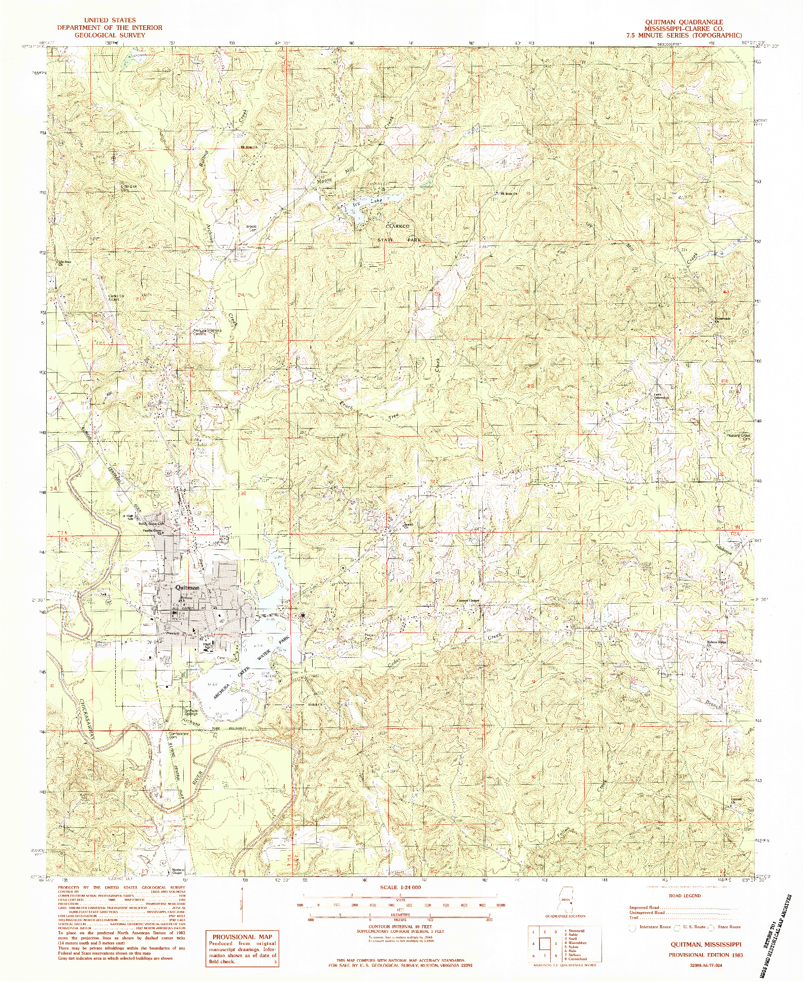 USGS 1:24000-SCALE QUADRANGLE FOR QUITMAN, MS 1983