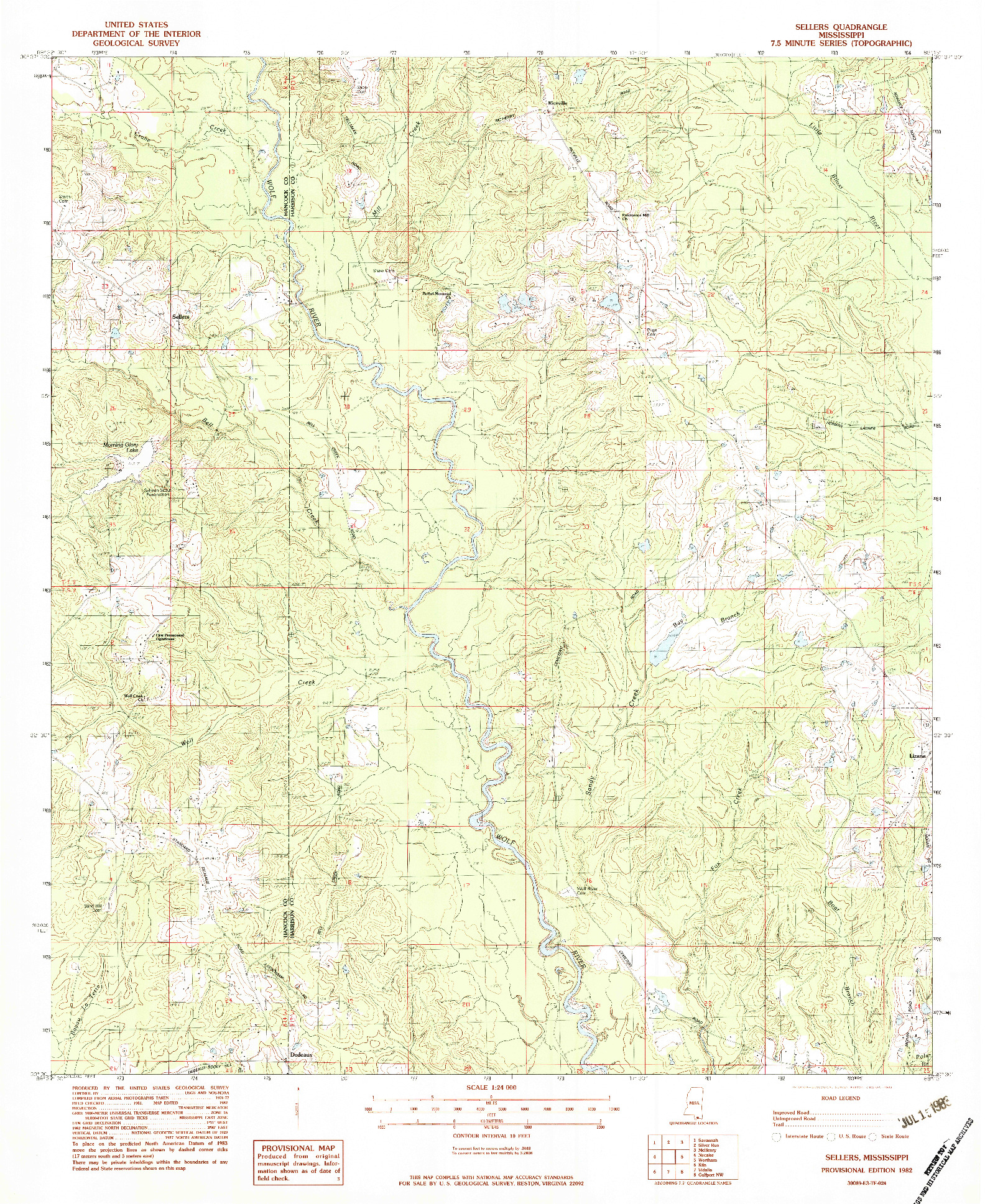 USGS 1:24000-SCALE QUADRANGLE FOR SELLERS, MS 1982