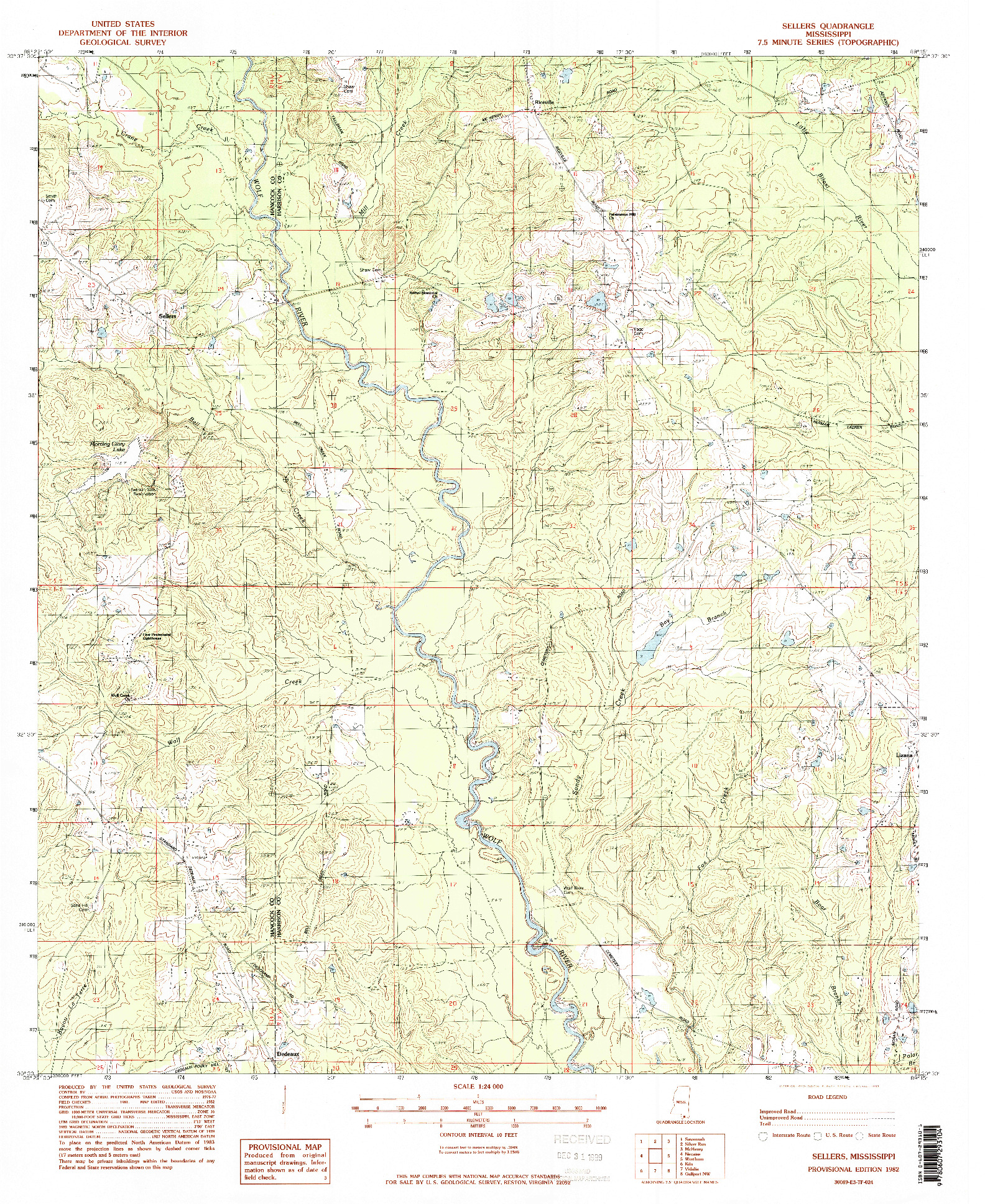 USGS 1:24000-SCALE QUADRANGLE FOR SELLERS, MS 1982