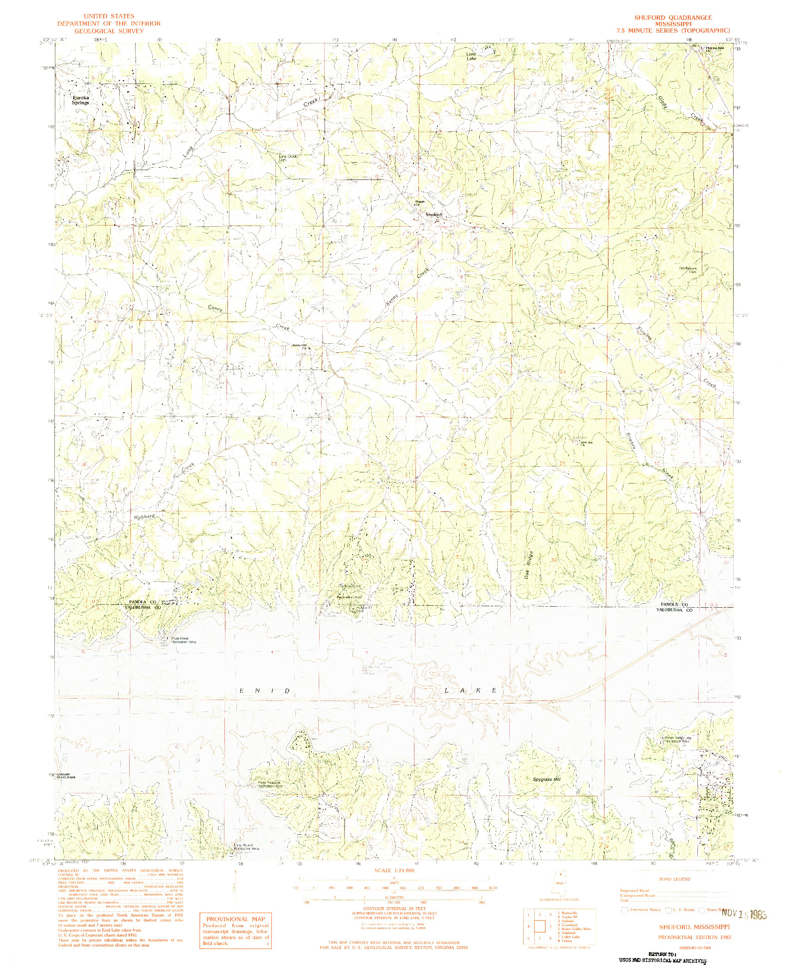 USGS 1:24000-SCALE QUADRANGLE FOR SHUFORD, MS 1983